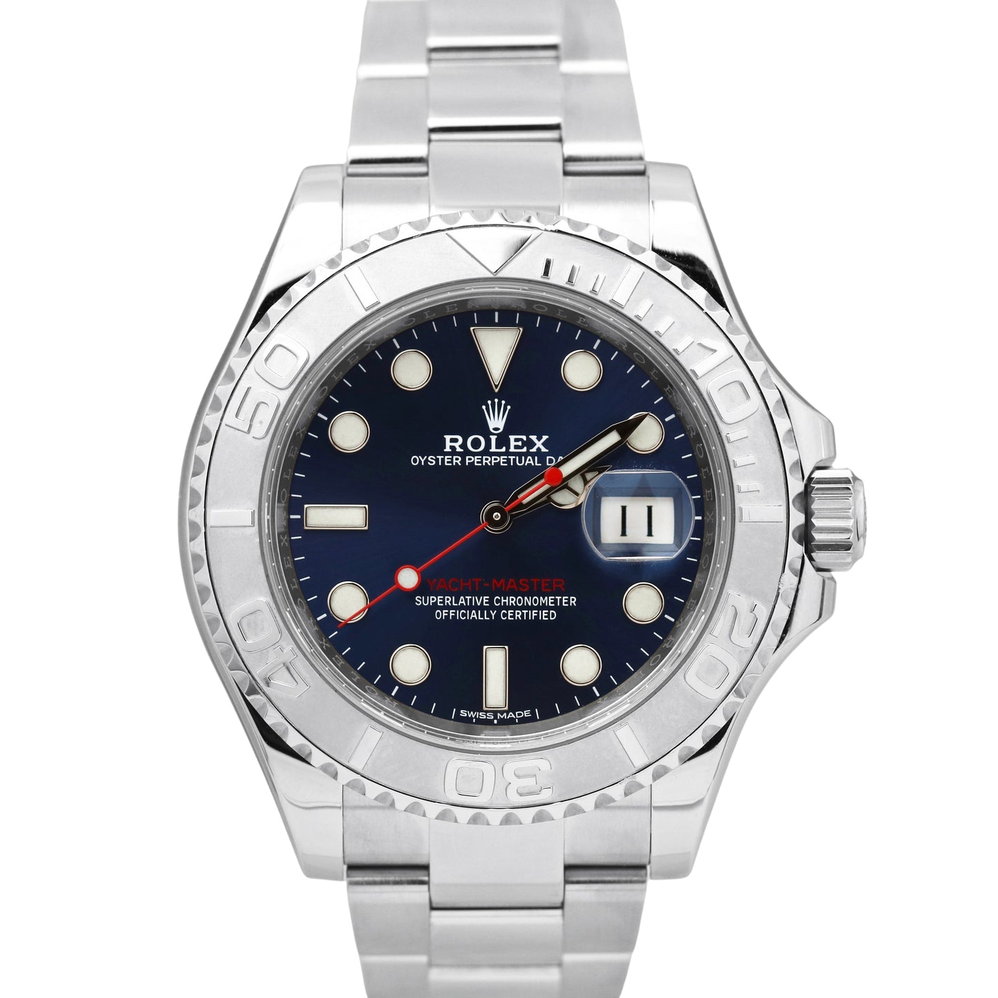 MINT Rolex Yacht-Master Stainless Steel Platinum Blue 40mm Date Watch 116622