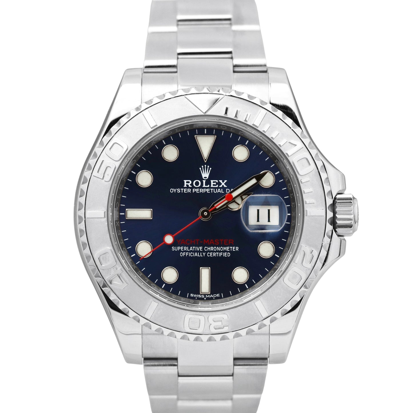 MINT Rolex Yacht-Master Platinum BLUE 40mm Stainless Steel Oyster Watch 116622