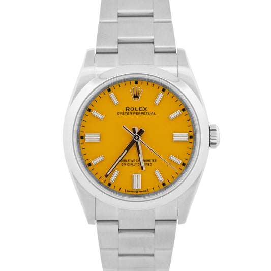 2022 PAPERS Rolex Oyster Perpetual YELLOW Stainless Steel 36mm Watch 126000 BOX
