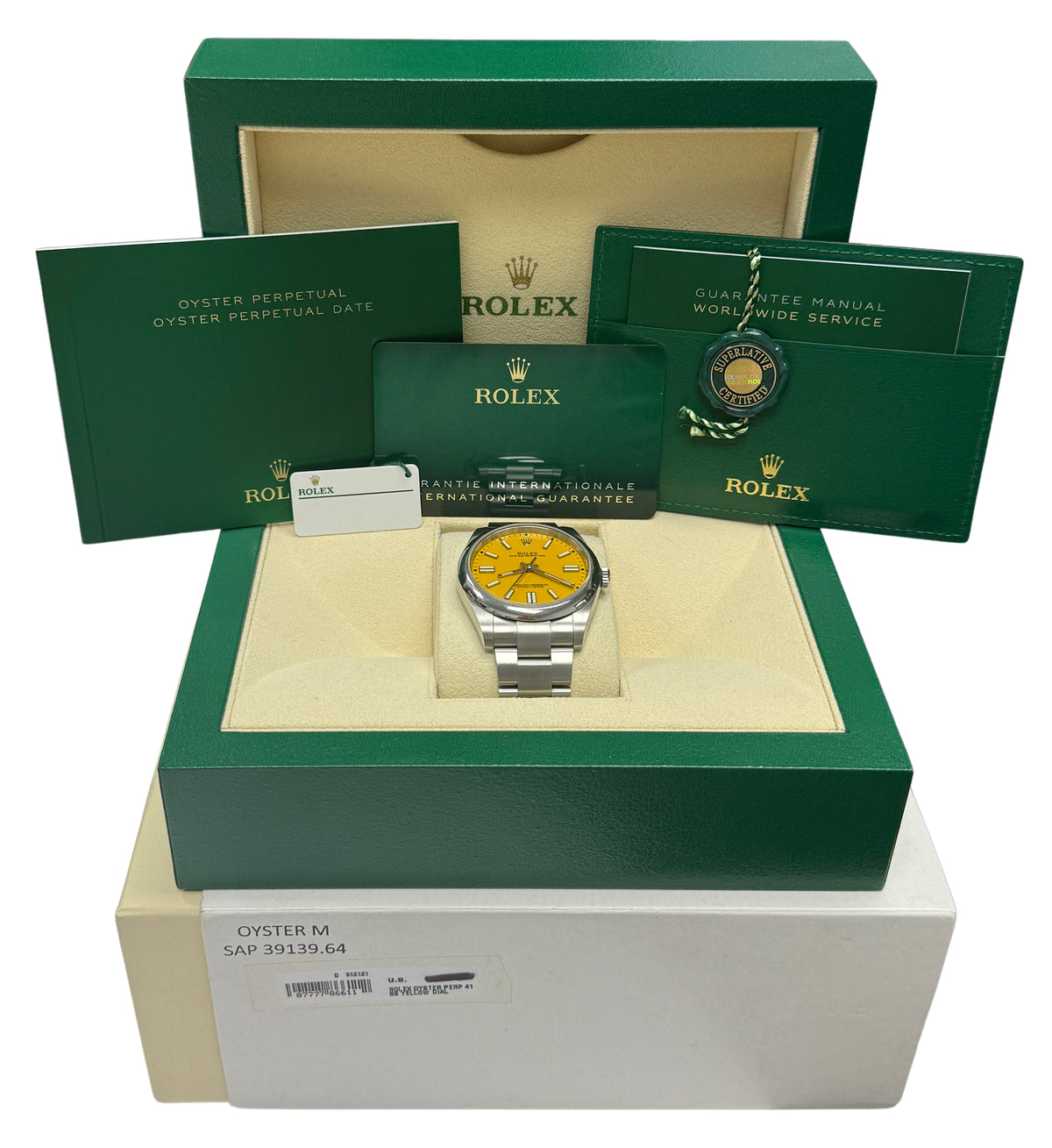 2021 Rolex Oyster Perpetual 124300 Yellow Stainless Steel 41mm Watch Box Papers