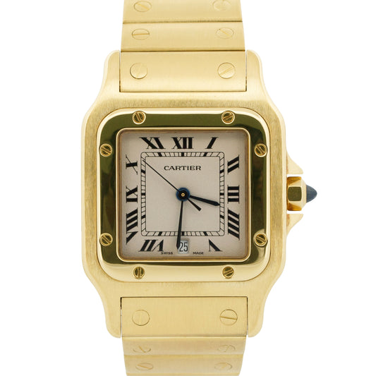 Ladies Cartier Santos Galbee 29mm IVORY 18K Yellow Gold Quartz 889701 W20009C5