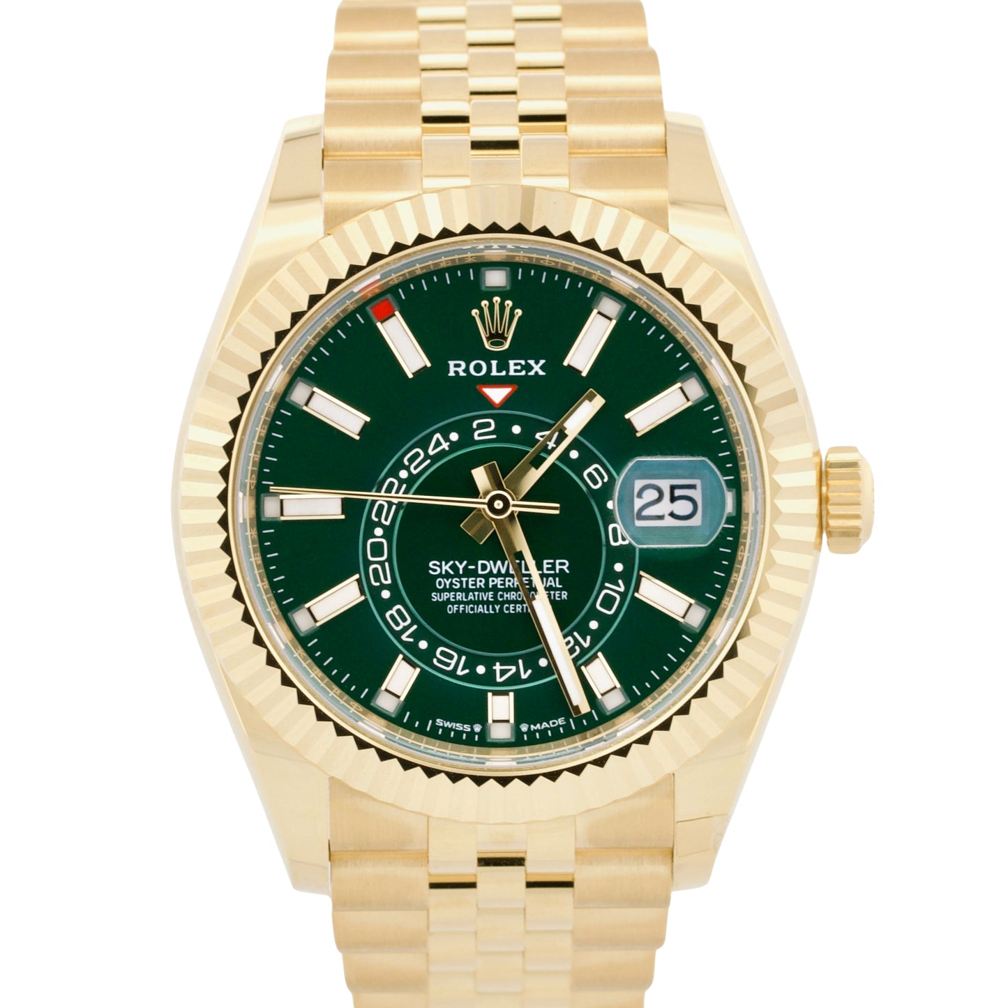 NEW APRIL 2026 PAPERS Rolex Sky-Dweller GREEN 18K Gold 42mm JUBILEE 336938 BOX