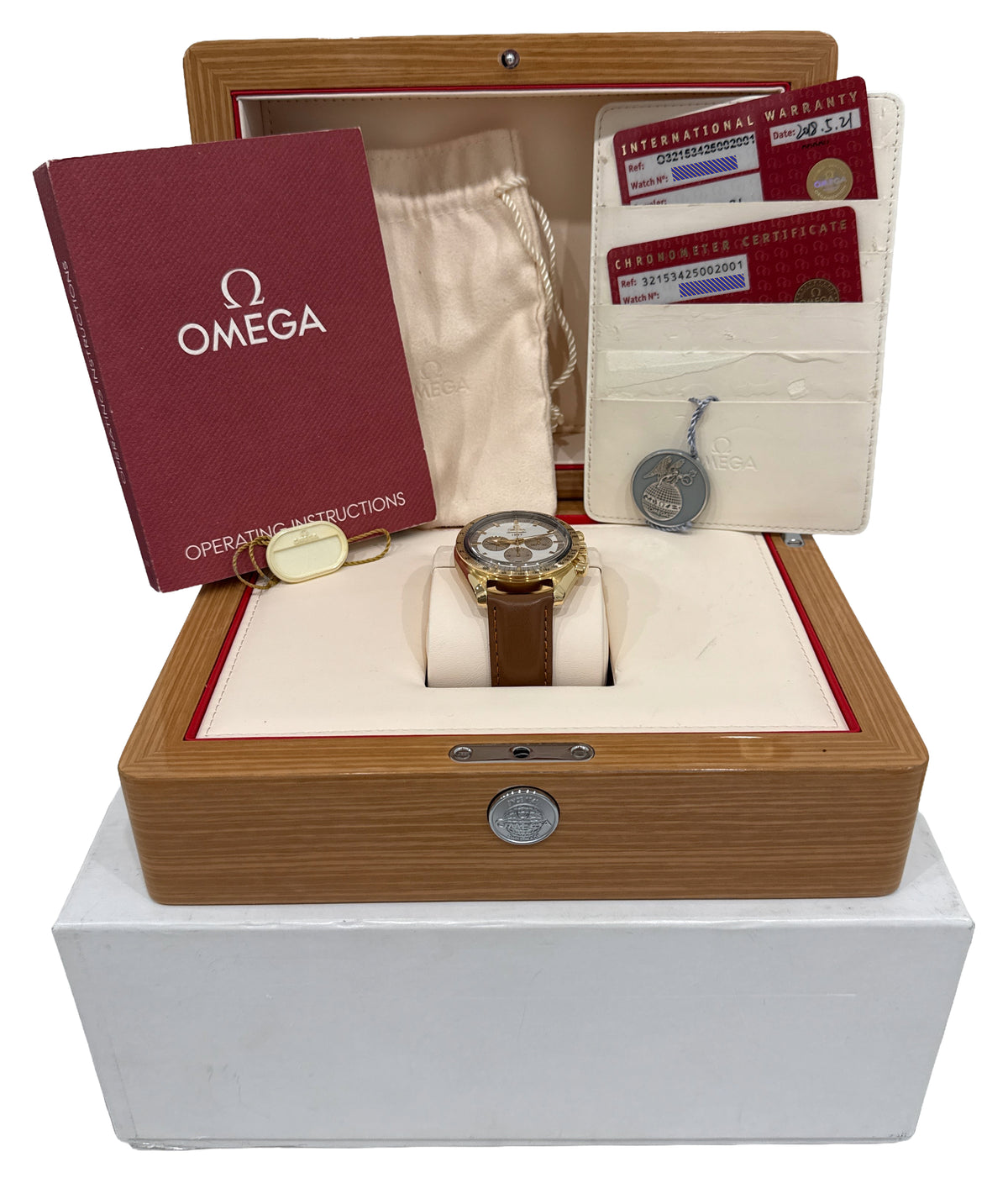 2018 Omega Speedmaster 321.53.42.50.02.001 Broad Arrow 42mm 18K Gold Box Papers