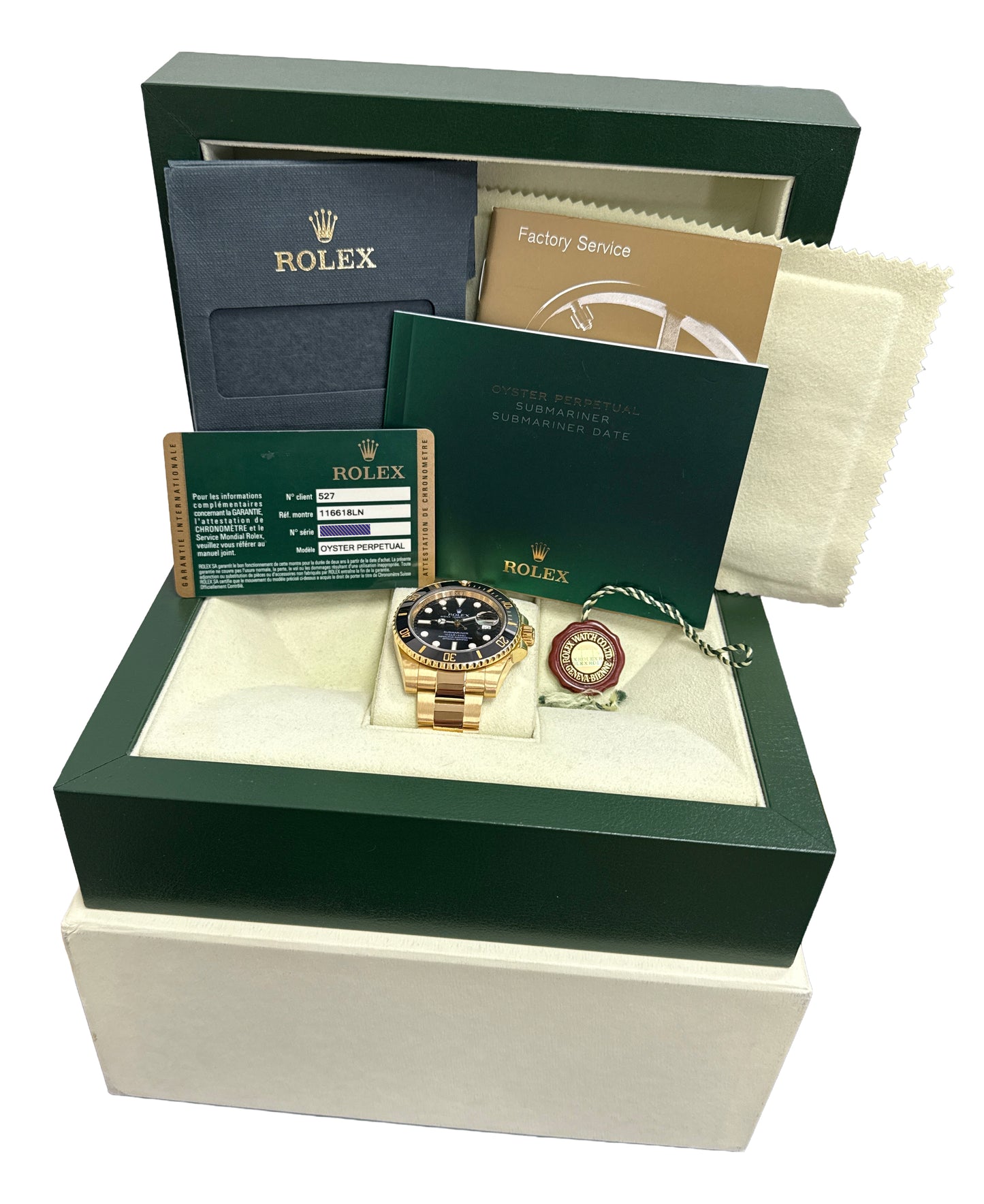 PAPERS Rolex Submariner Date BLACK 18K Yellow Gold Ceramic 40mm 116618 LN BOX