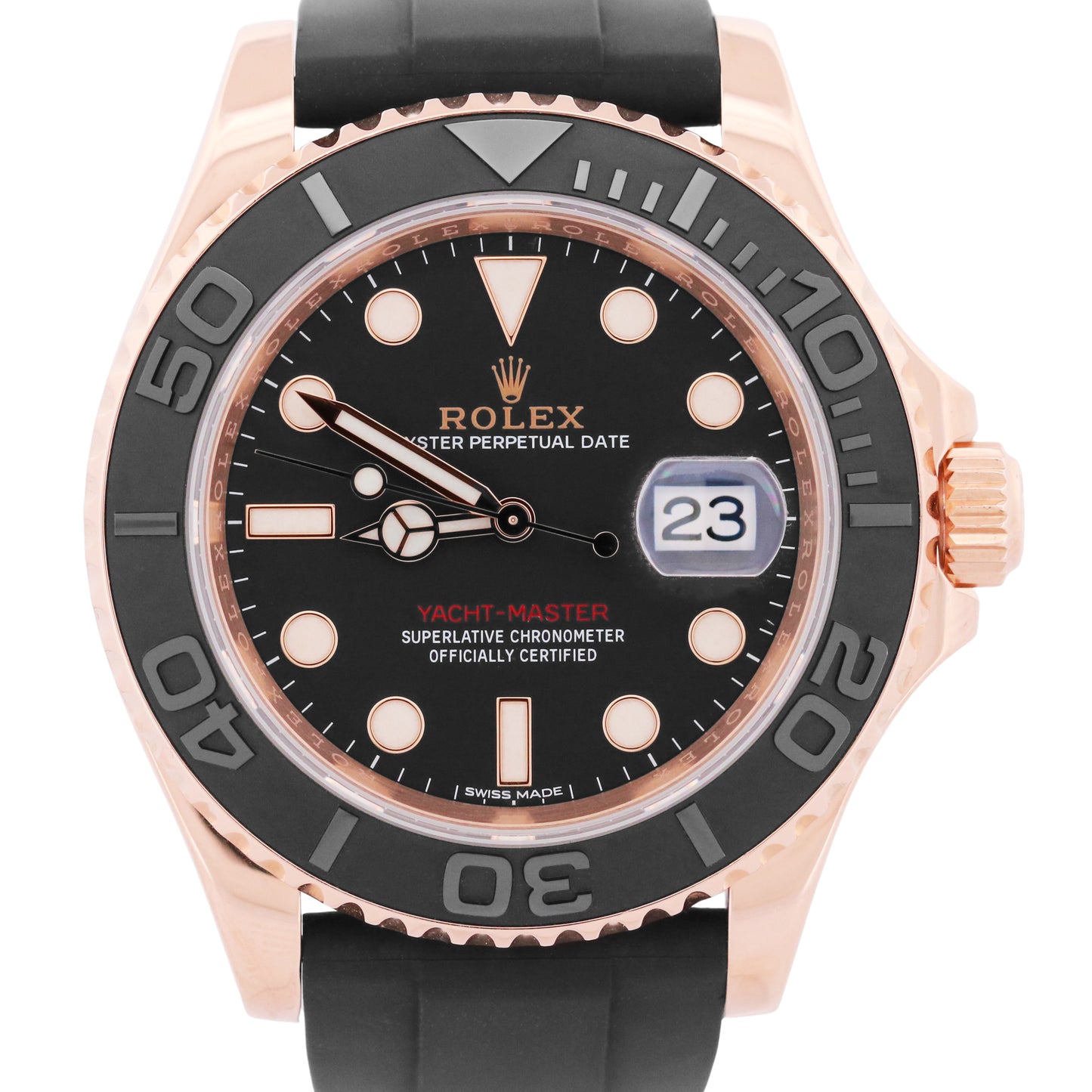 2026 RSC Rolex Yacht-Master BLACK 18K Rose Gold Oysterflex 40mm 116655 BOX
