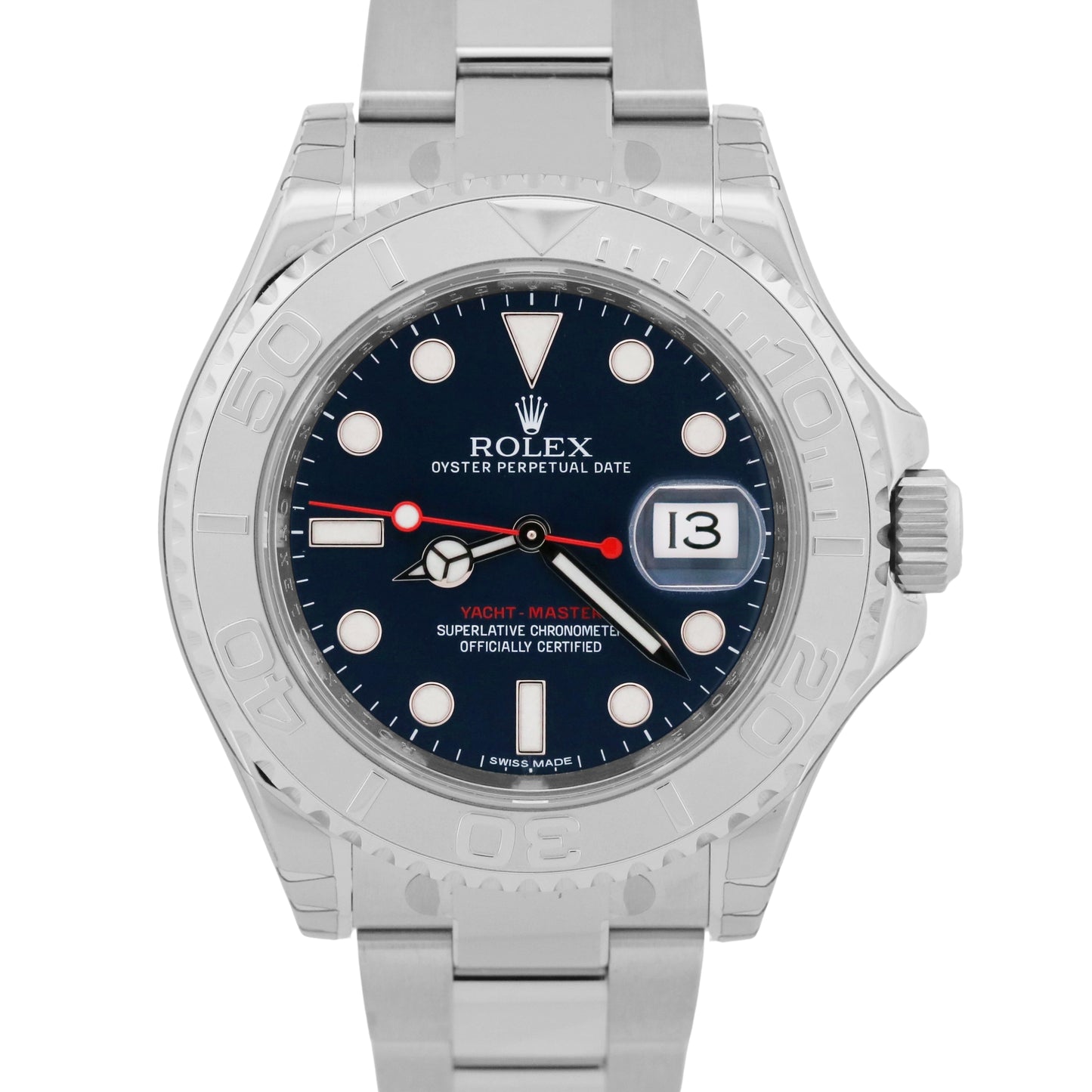 NOS STICKERED 2013 PAPERS Rolex Yacht-Master BLUE Platinum Steel 40mm 116622 BOX
