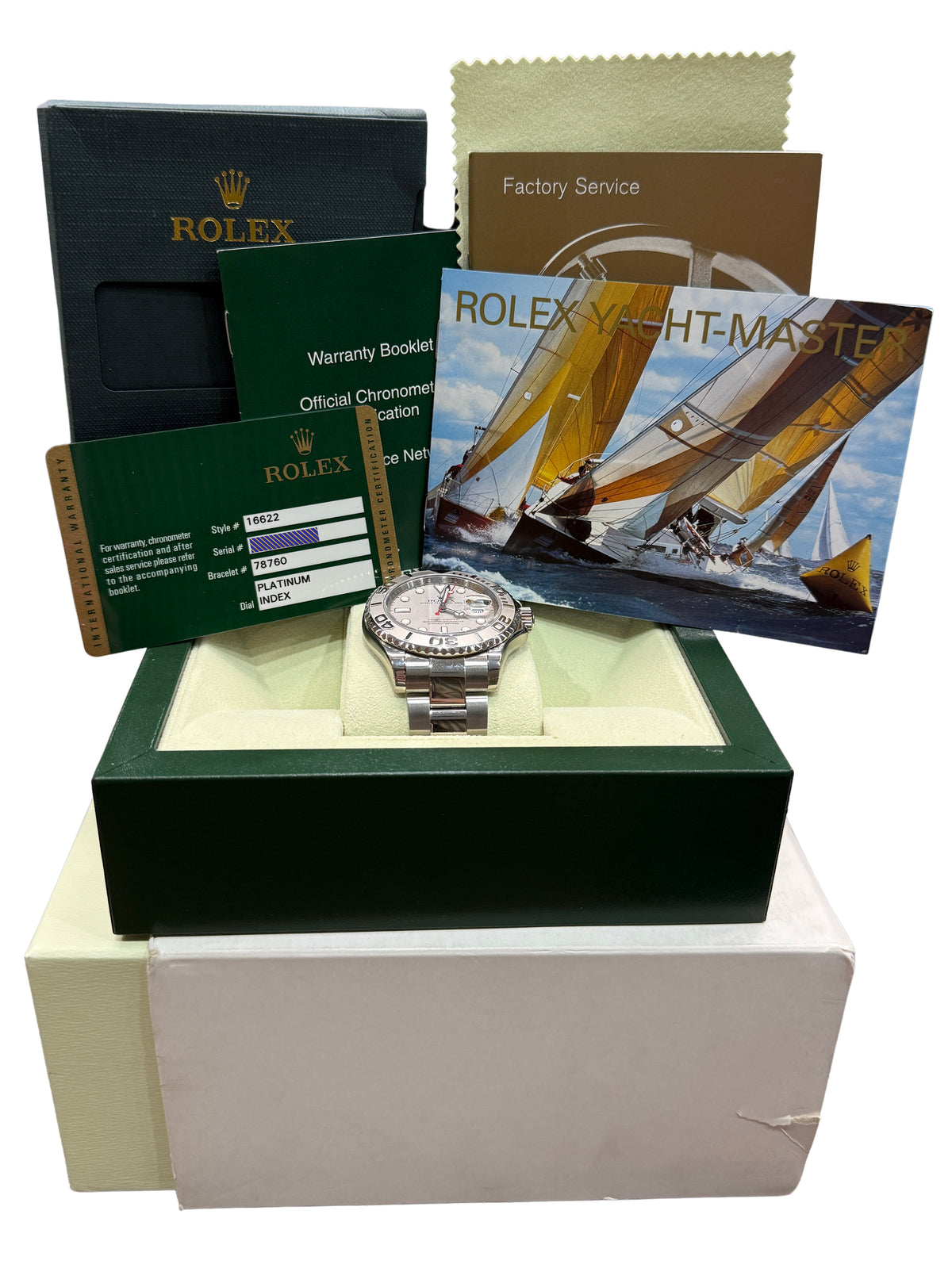 NOS Stickered Rolex Yacht-Master 16622 Platinum Stainless Steel 40mm Watch BOX