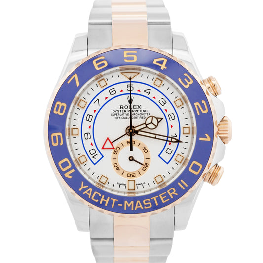 Rolex Yacht-Master II WHITE Two-Tone Steel NEW HANDS 18K Rose Gold 44mm 116681