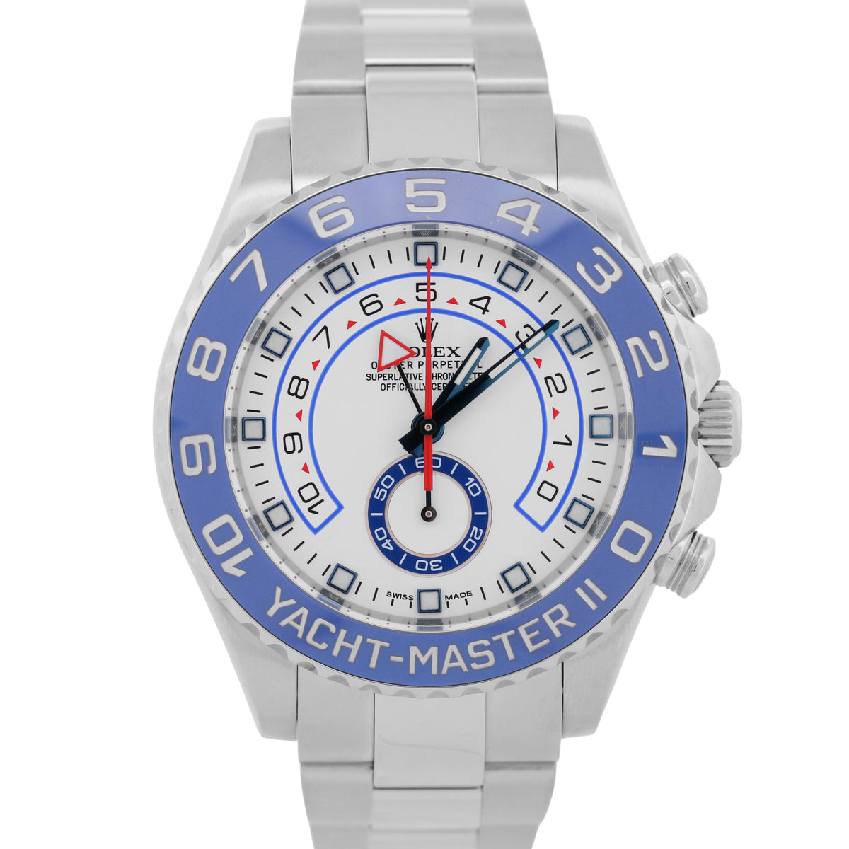 2016 Rolex Yacht-Master II 116680 44mm White Blue Hands Steel 116680 Box Papers
