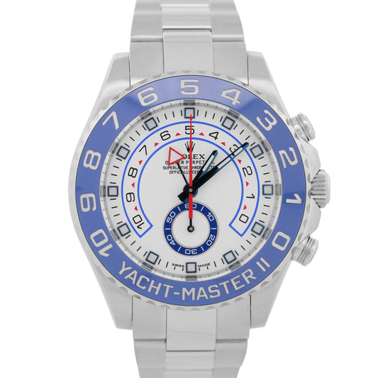 2016 Rolex Yacht-Master II 116680 44mm White Blue Hands Steel 116680 Box Papers