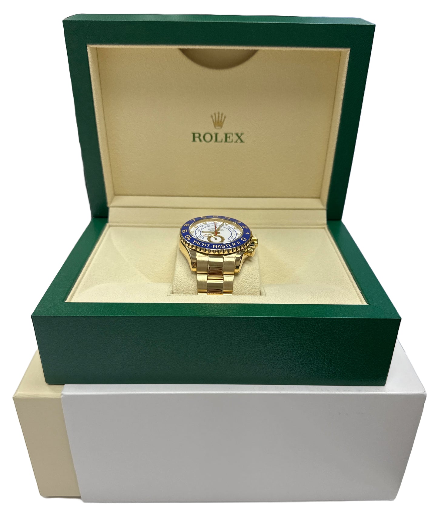 MINT Rolex Yacht-Master II 18K Yellow Gold White Regatta 44mm Watch 116688 BOX