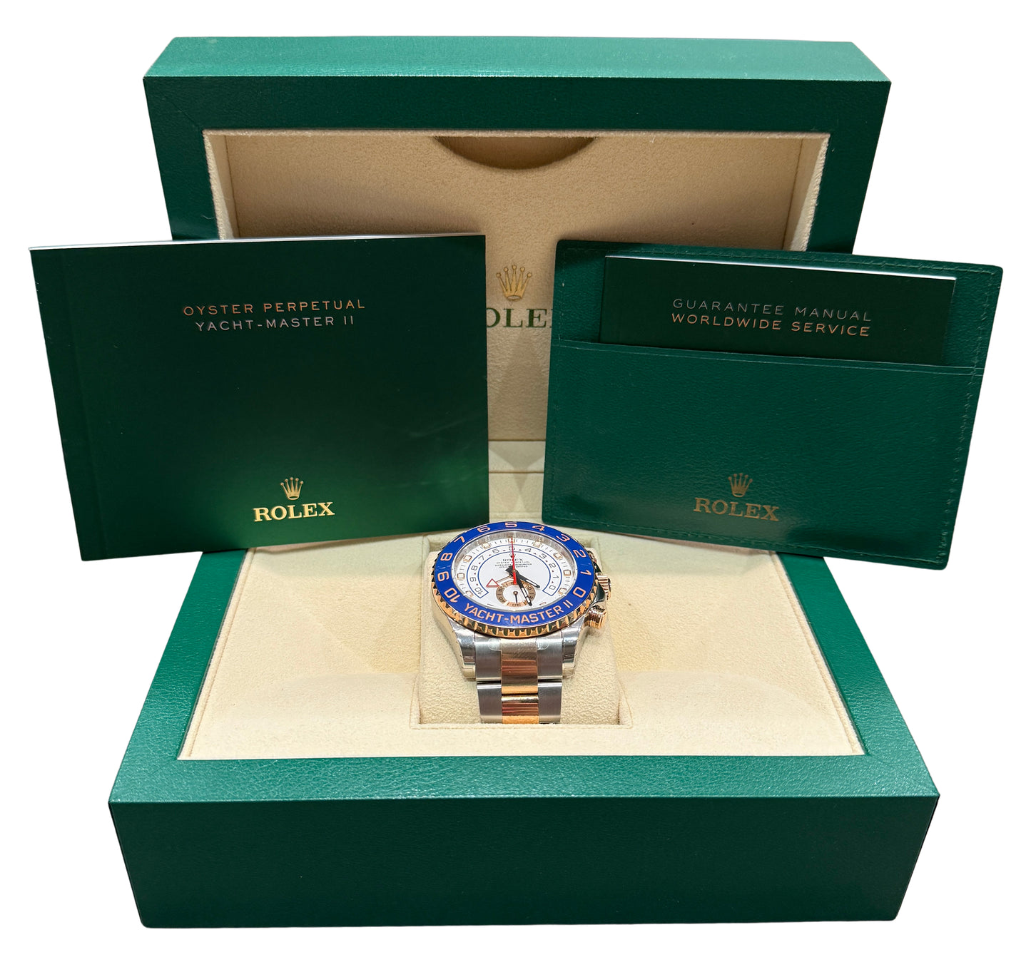 New Old Stock Stickered Rolex Yacht-Master II Blue Steel 18K 44mm 116681 Box