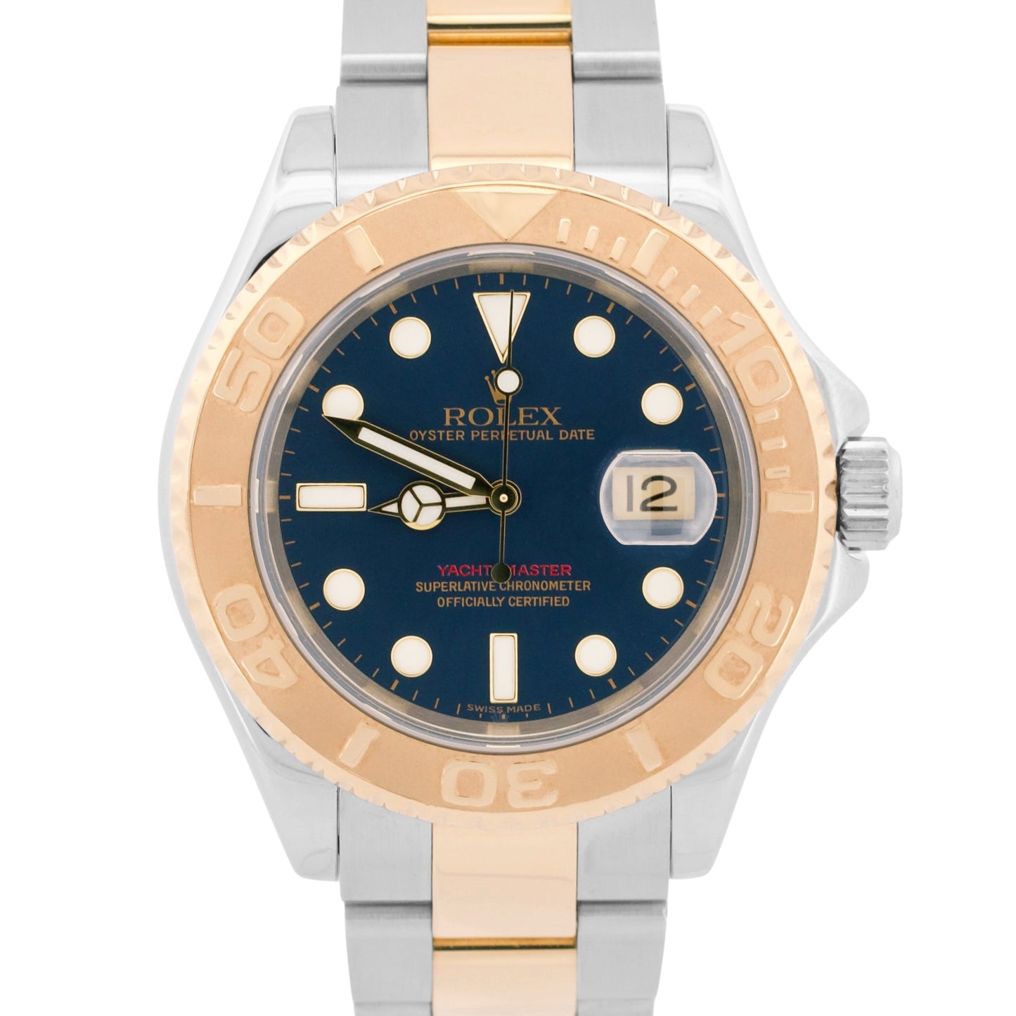 2007 PAPERS Rolex Yacht-Master BLUE 18K Yellow Gold Stainless 40mm 16623 BOX