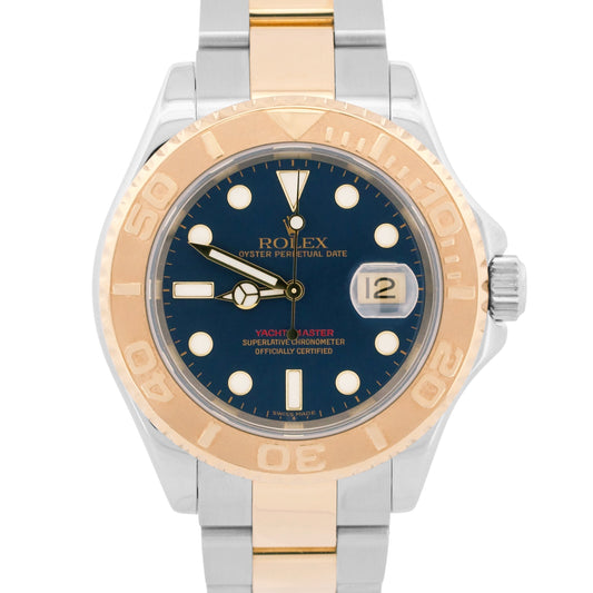 2007 PAPERS Rolex Yacht-Master BLUE 18K Yellow Gold Stainless 40mm 16623 BOX