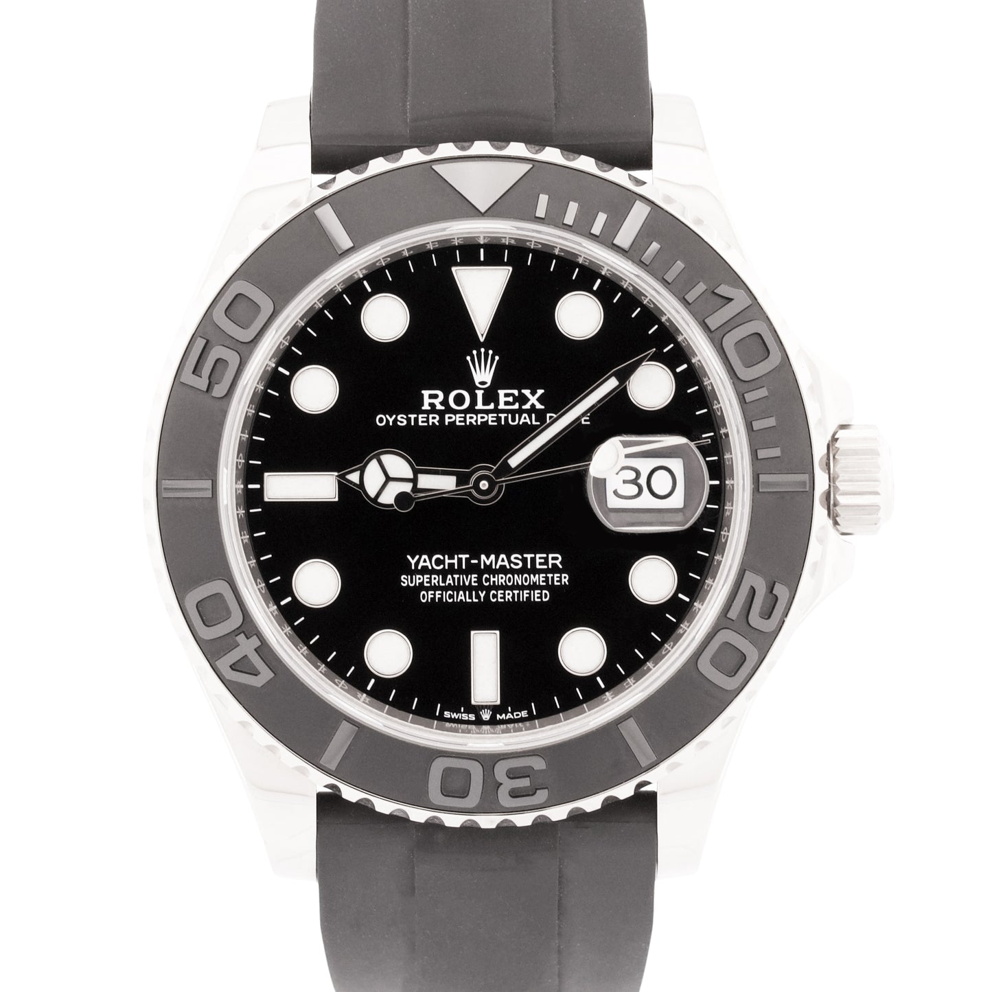 2021 PAPERS Rolex Yacht-Master BLACK 18K White Gold Oysterflex 42mm 226659 BOX