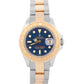 Ladies Rolex Yacht-Master 29mm BLUE 18K Yellow Gold Steel Two-Tone Watch 69623