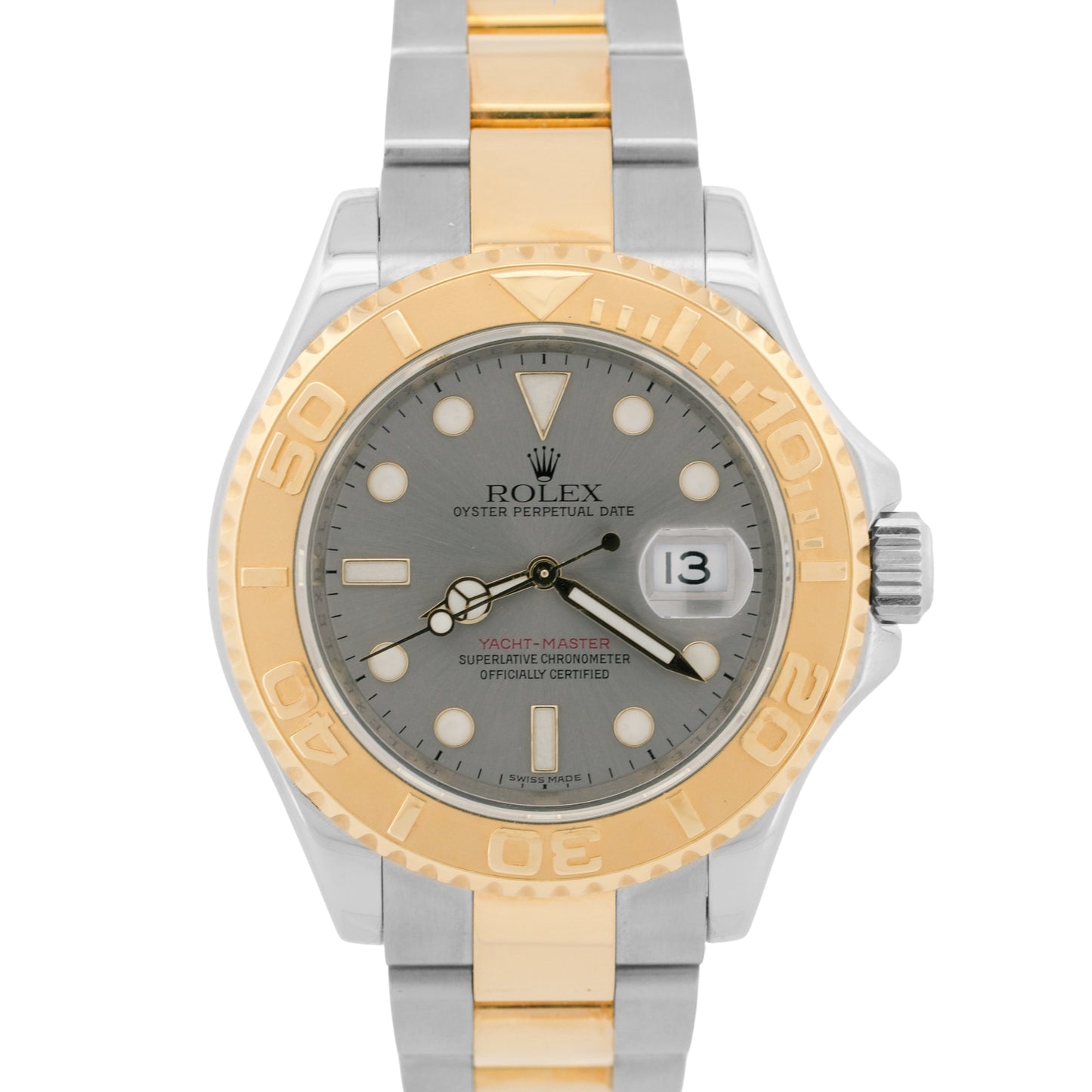 Rolex Yacht-Master 40mm SLATE Two-Tone 18K Yellow Gold REHAUT Steel Watch 16623