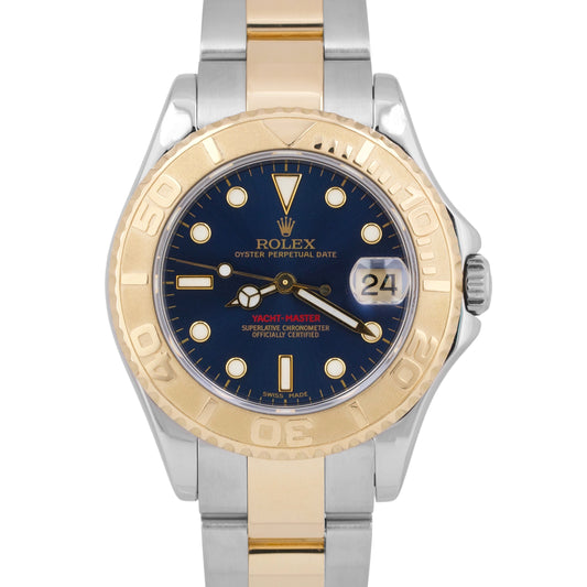 RSC Rolex Yacht-Master Two-Tone 18K Yellow Gold BLUE 35mm Watch 168623 BOX