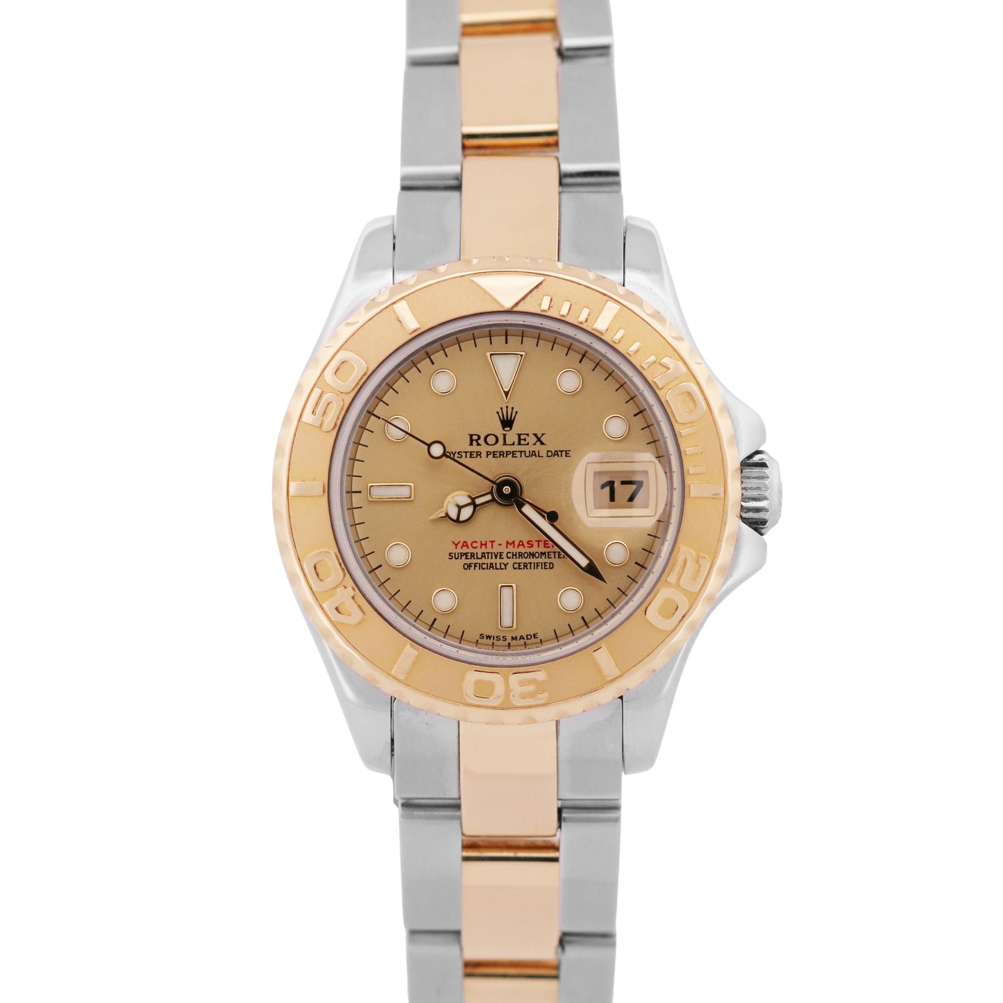 2003 PAPERS Ladies Rolex Yacht-Master 29mm CHAMPAGNE 169623 18K Gold Steel BOX
