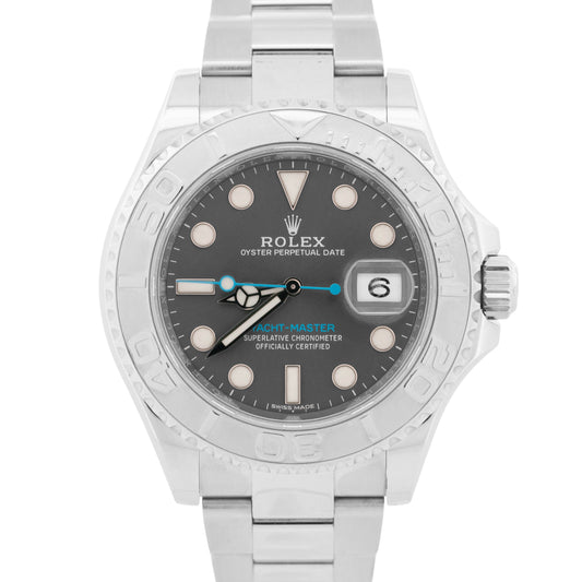 Rolex Yacht-Master Platinum RHODIUM Gray 40mm Stainless Steel Watch 116622