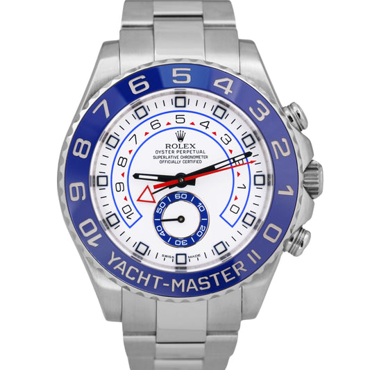 2016 PAPERS Rolex Yacht-Master II 44mm BLUE HANDS Steel Ceramic White 116680 BOX