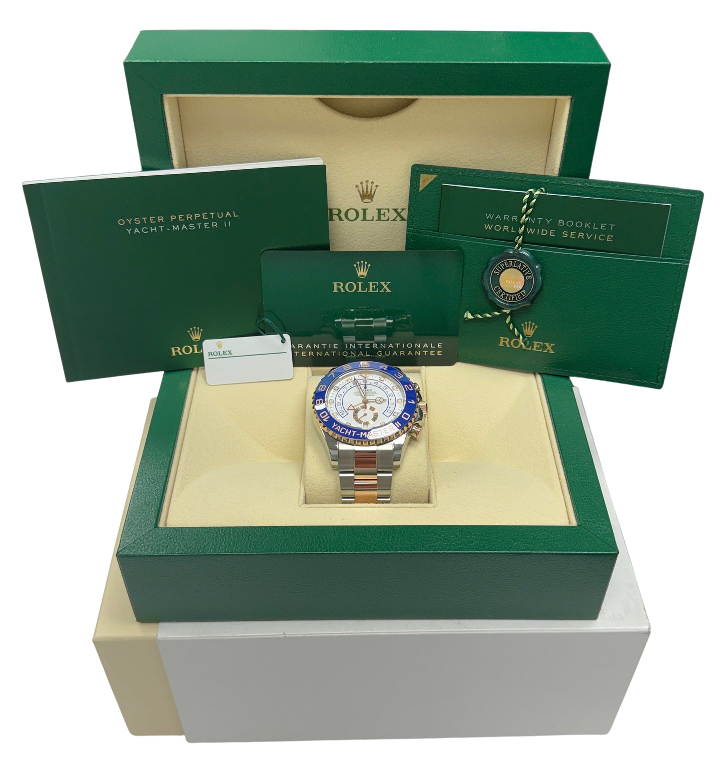 2021 PAPERS Men's Rolex Yacht-Master II 44mm NEW HANDS 18K Gold 116681 Watch BOX