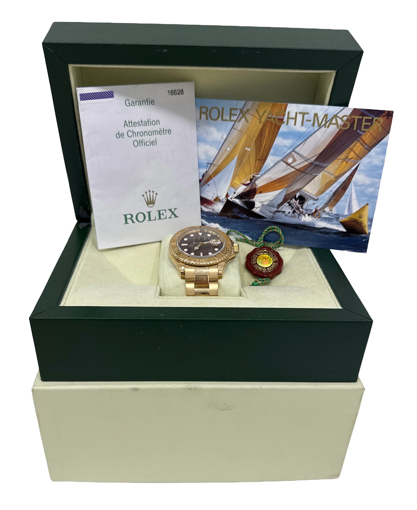 2008 PAPERS Rolex Yacht-Master 40mm MOP 18K Yellow Gold NO-HOLES 16628 Watch BOX