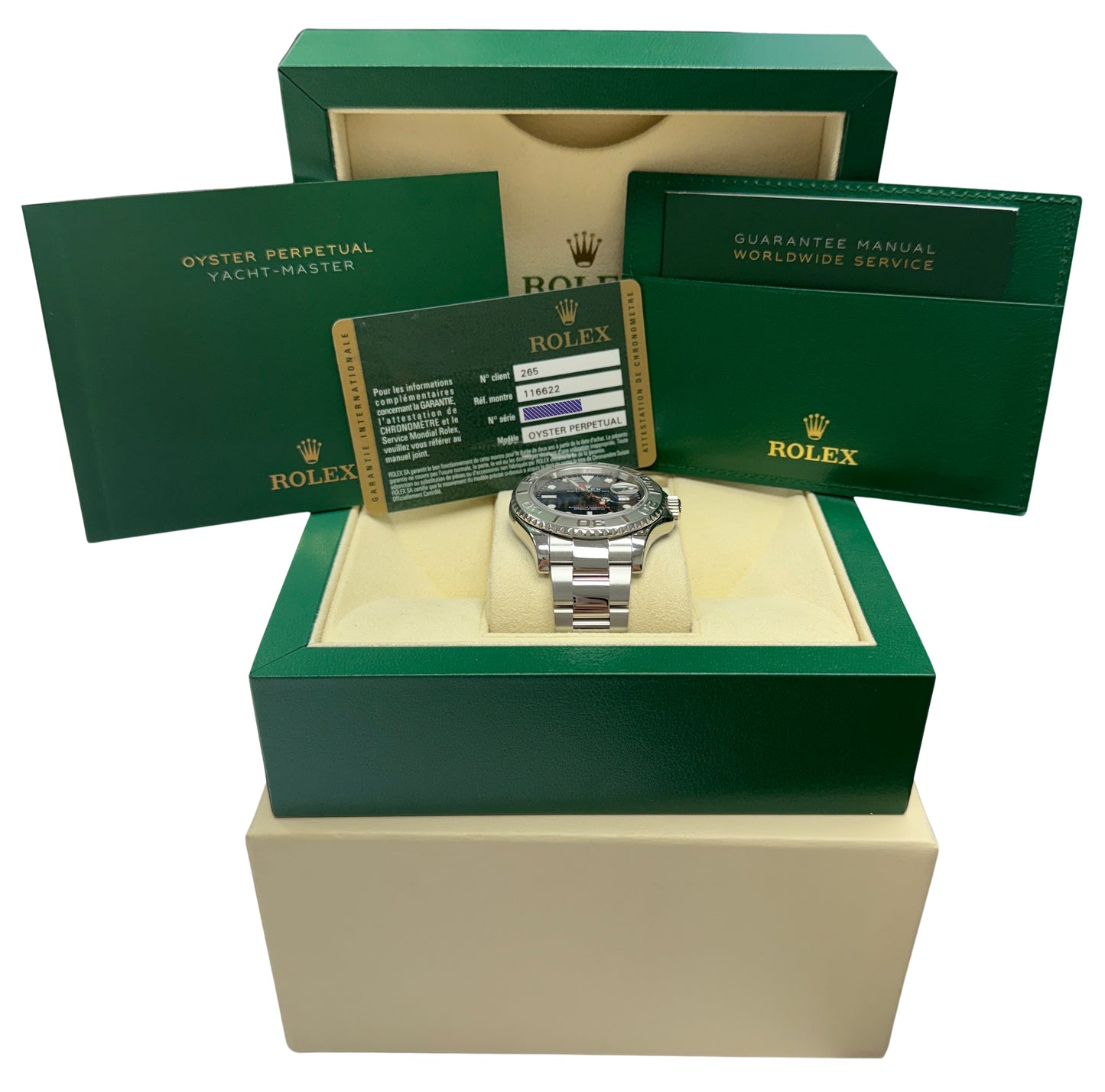 2013 PAPERS Rolex Yacht-Master BLUE Platinum Stainless Steel 40mm 116622 BOX