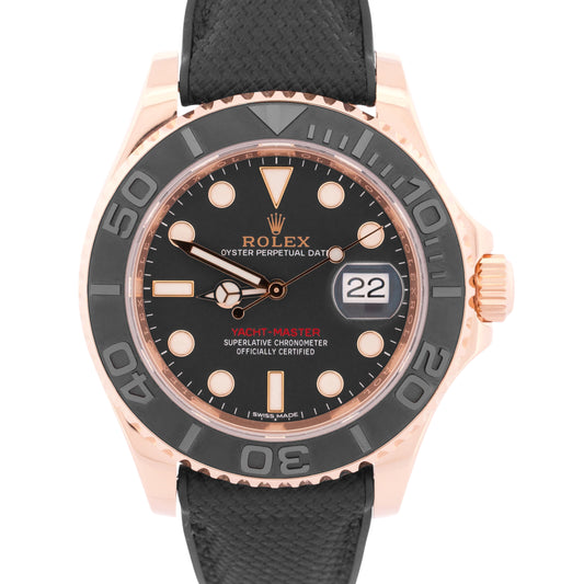 Rolex Yacht-Master BLACK 18K Rose Gold Rubber Everose Automatic 40mm 116655