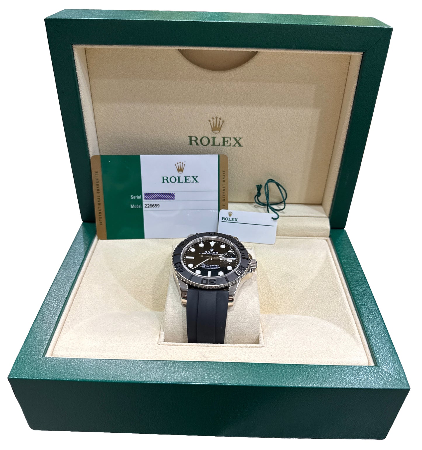 2019 PAPERS Rolex Yacht-Master BLACK 18K White Gold Oysterflex 42mm 226659 BOX