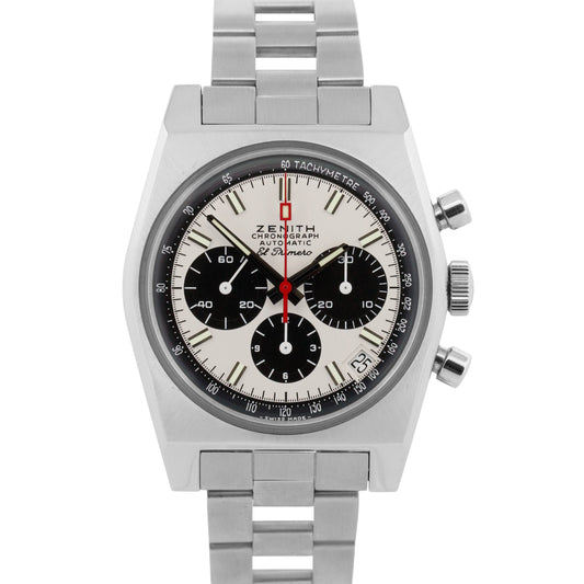 2020 PAPERS Zenith Chronomaster El Primero PANDA 37mm Steel 03.A384.400 BOX