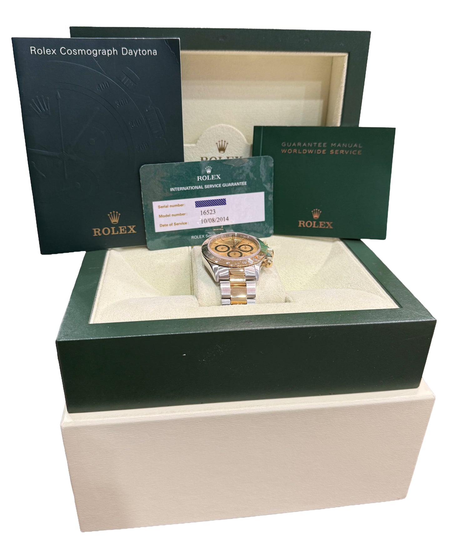 2014 RSC Rolex Daytona Cosmograph CHAMPAGNE 18K Gold Steel ZENITH 16523 BOX