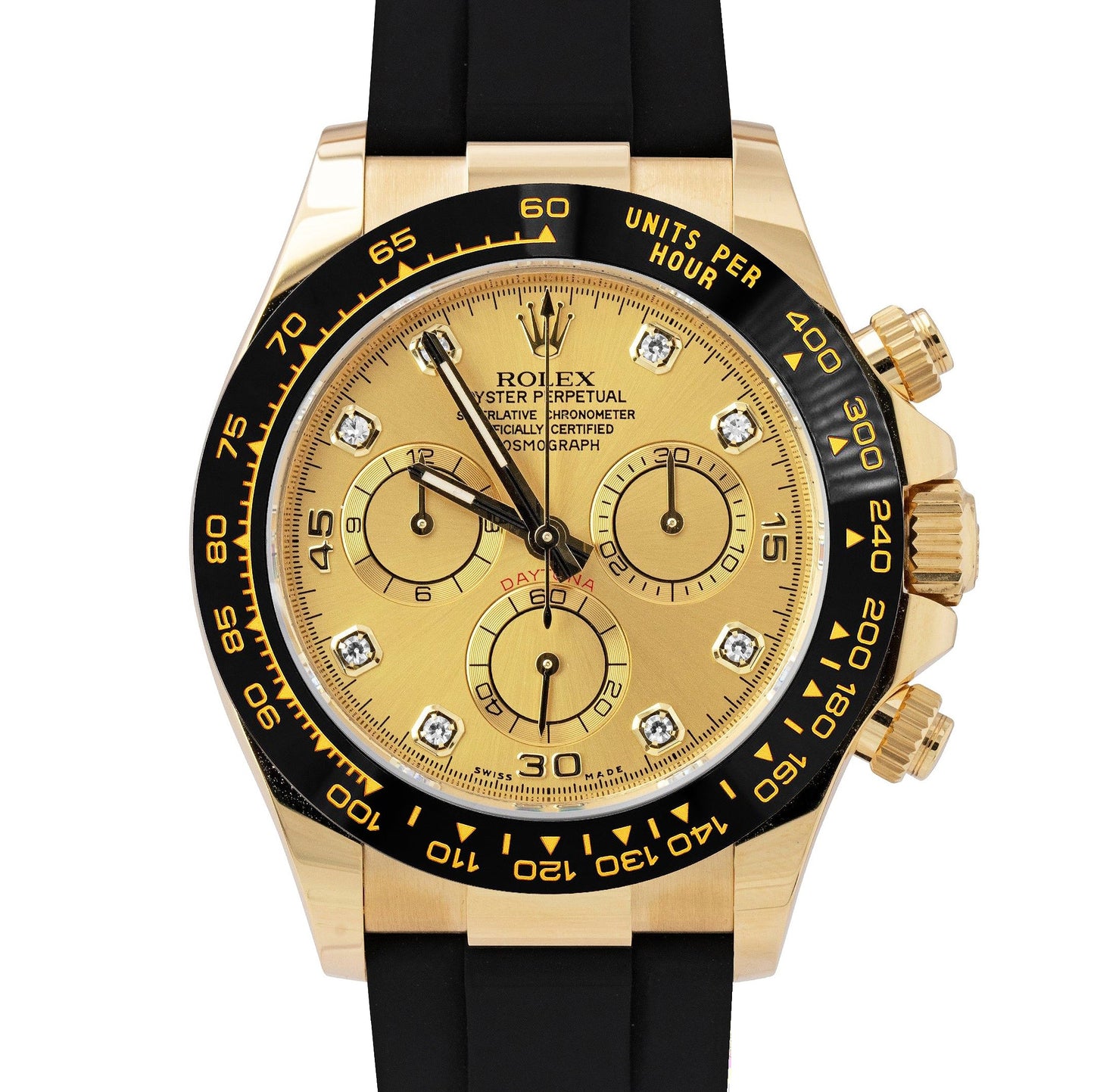 BRAND NEW Rolex Daytona OYSTERFLEX Gold Champagne DIAMOND 40mm Watch 116518 B+P