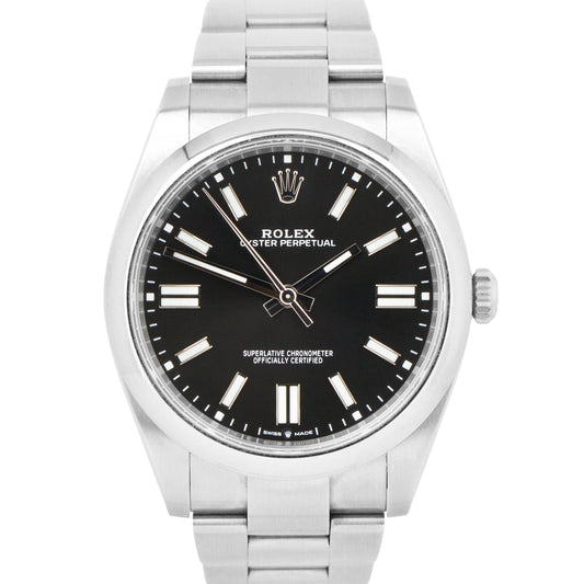 MINT 2022 PAPERS Rolex Oyster Perpetual 41mm BLACK Stainless Oyster 124300 BOX