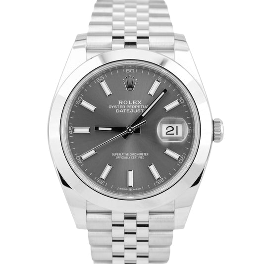 MINT PAPERS Rolex DateJust 41 RHODIUM Stainless Steel JUBILEE 41mm 126300 BOX