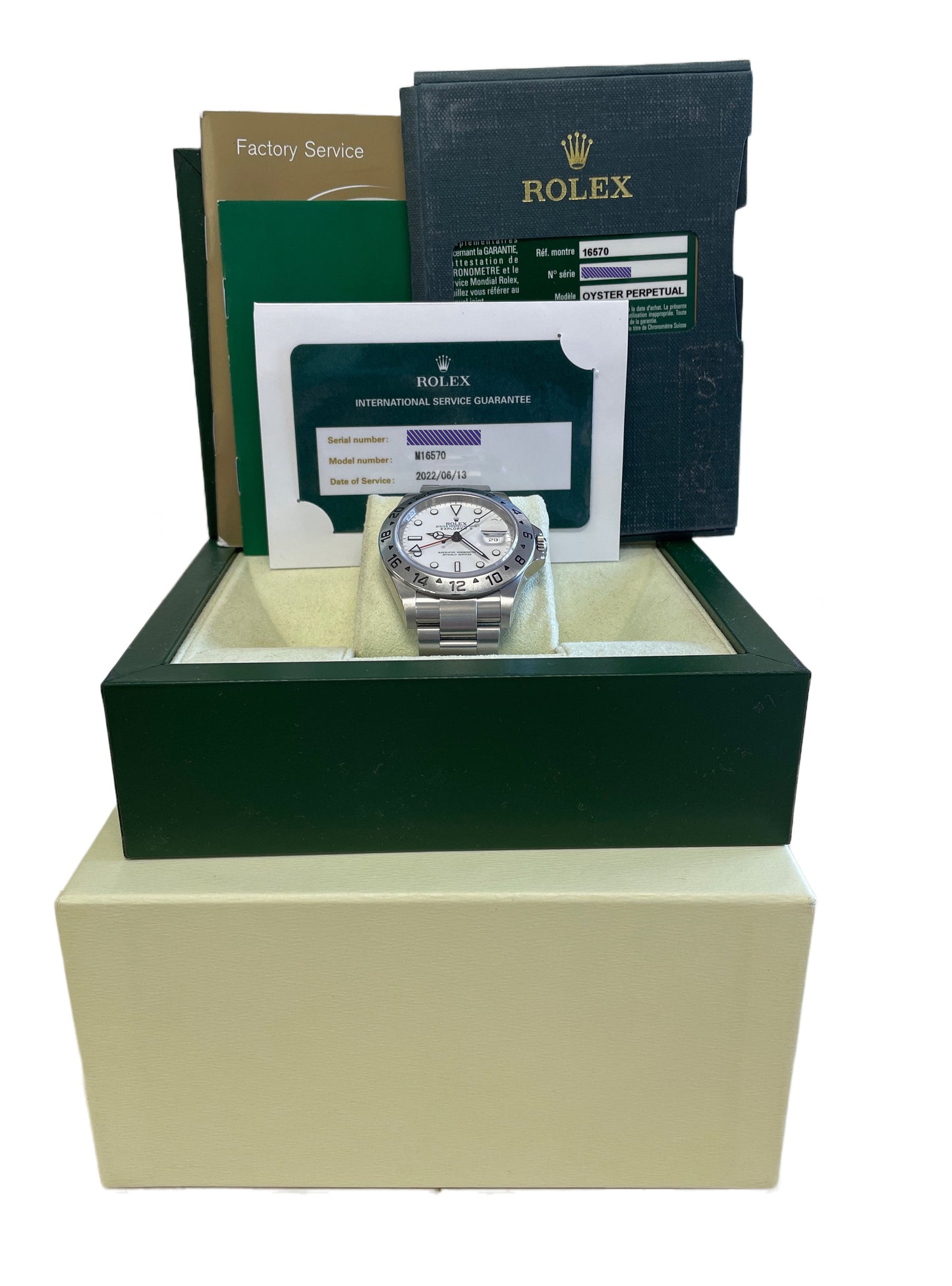 2022 RSC Rolex Explorer II 3186 REHAUT White Stainless 40mm 16570 Date Watch BP