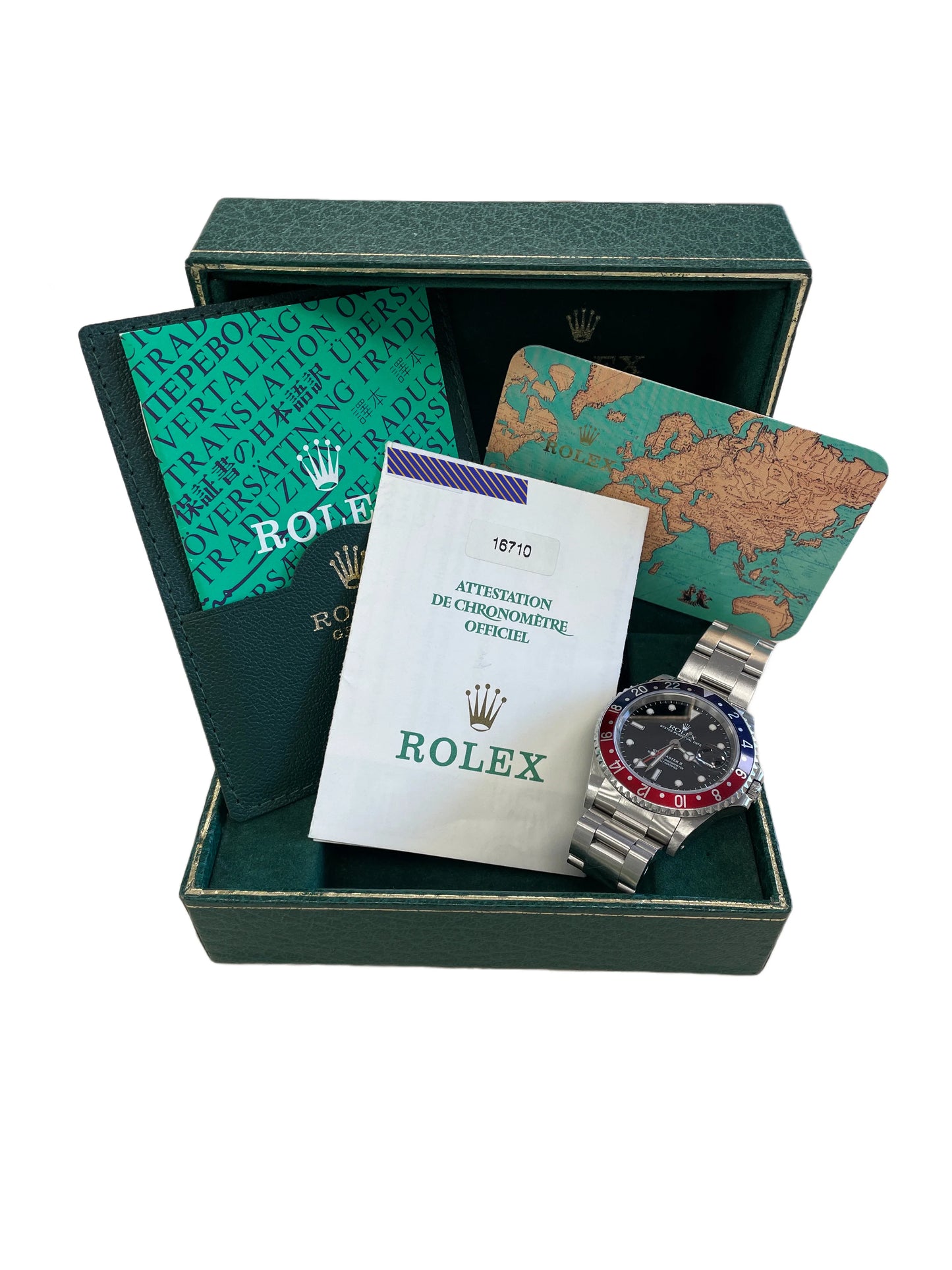 UNPOL. 2000 Rolex GMT-Master II 40mm 16710 Blue Red PEPSI Steel Watch PAPERS BOX