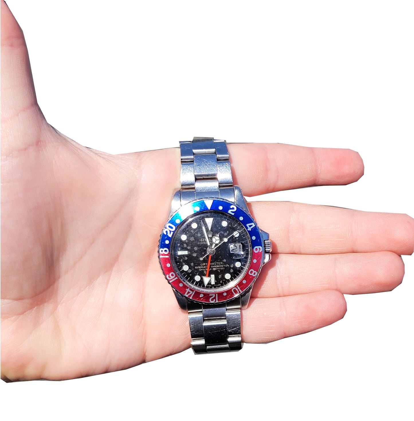 Vintage 1966 Rolex GMT-Master PEPSI Blue / Red Stainless GILT DIAL Watch 1675