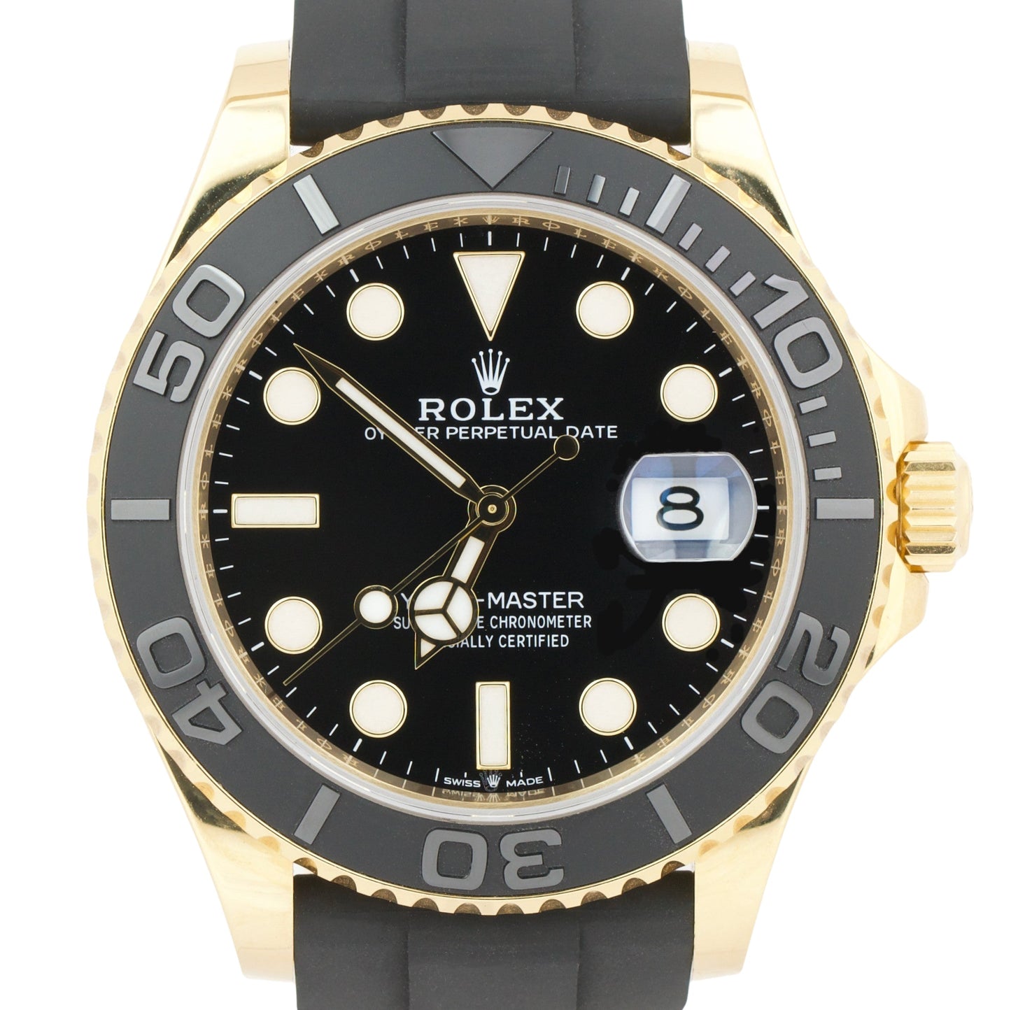 Rolex Yacht-Master 18K Yellow Gold Oysterflex BLACK 42mm 226658 Date Watch BOX