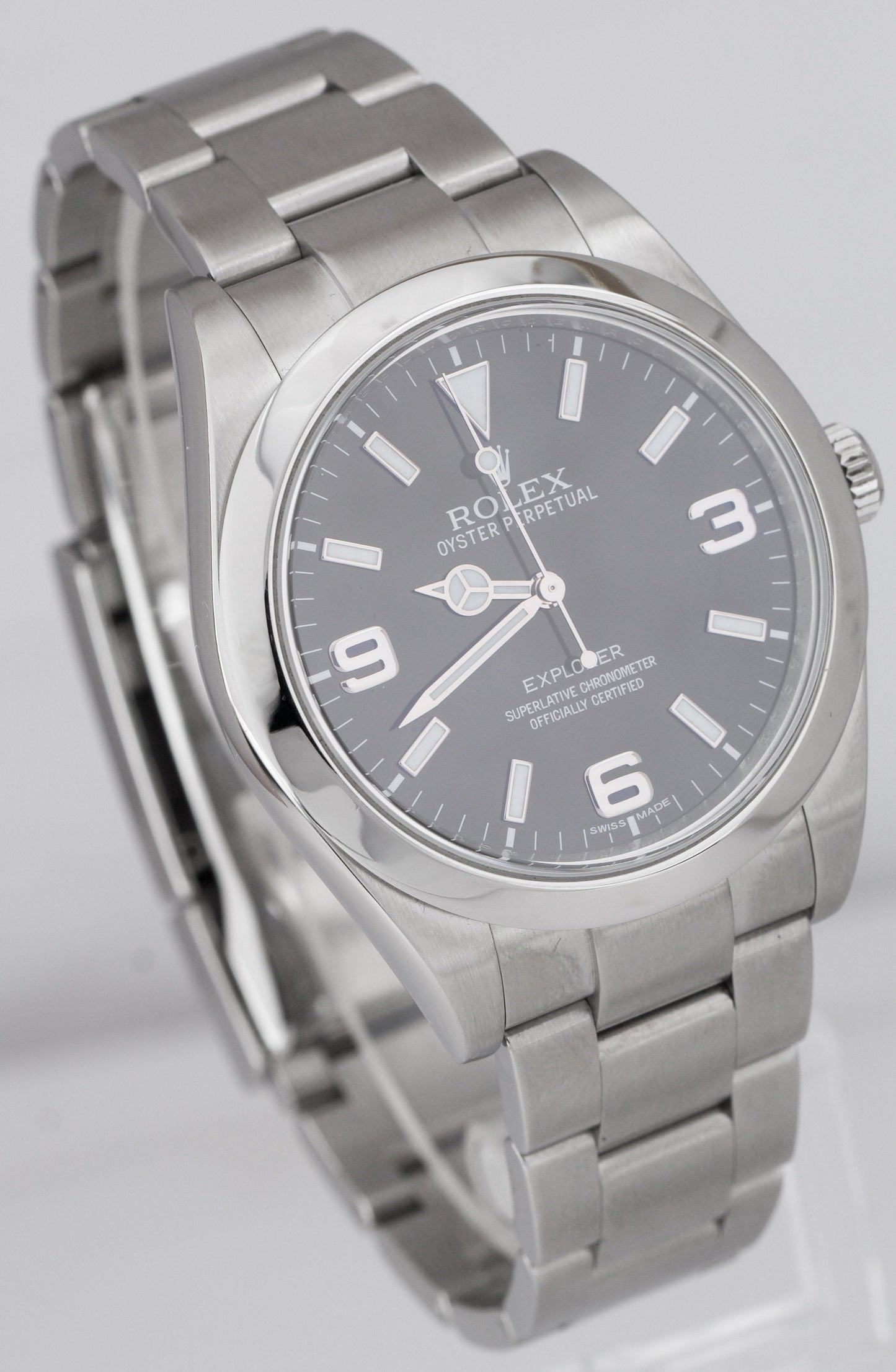 MINT Rolex Explorer I Black 39mm Stainless Steel Oyster Watch 214270 BOX CARD