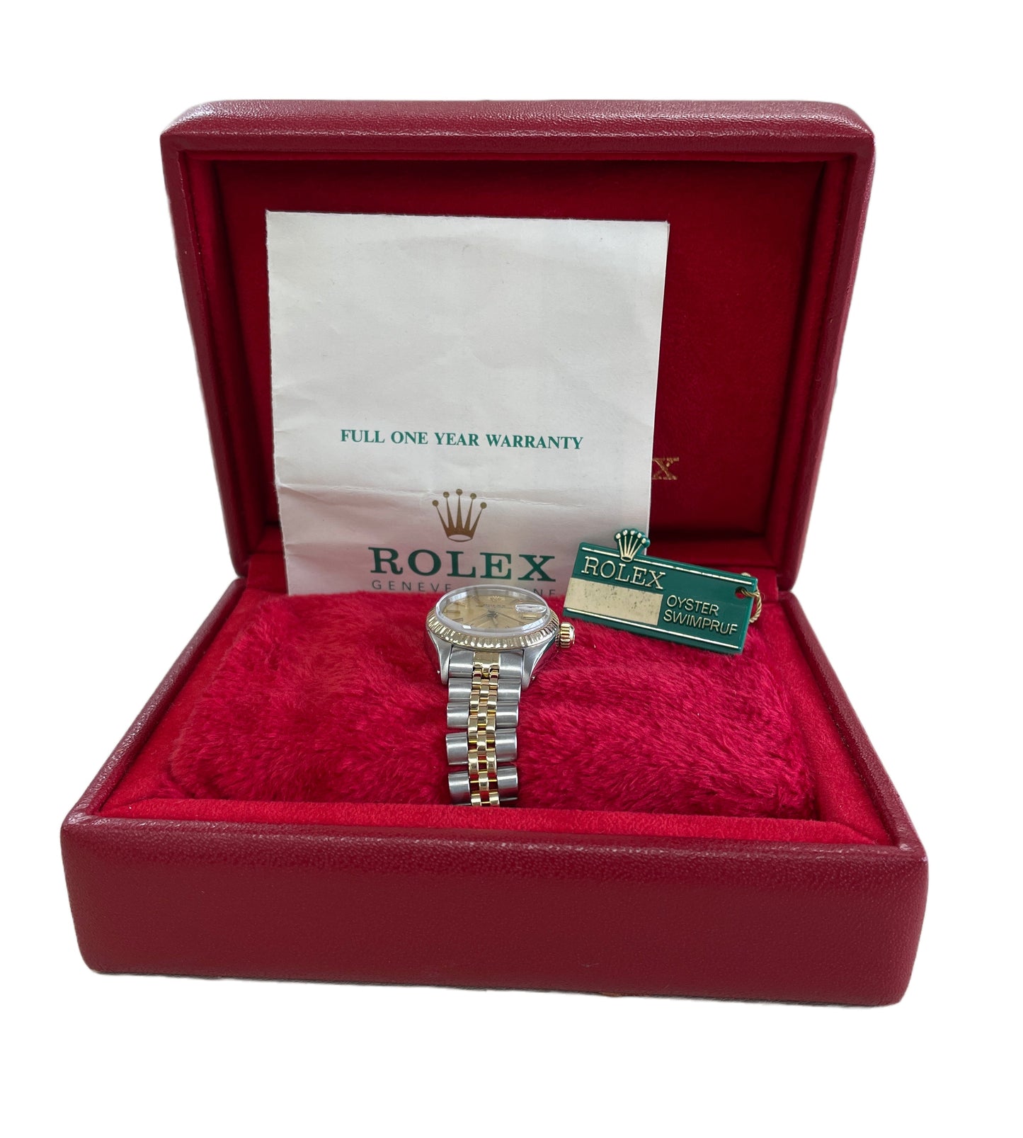 Ladies Rolex Date 26mm Champagne Two-Tone 18k Gold Watch 6917 UNDATED PAPERS B+P
