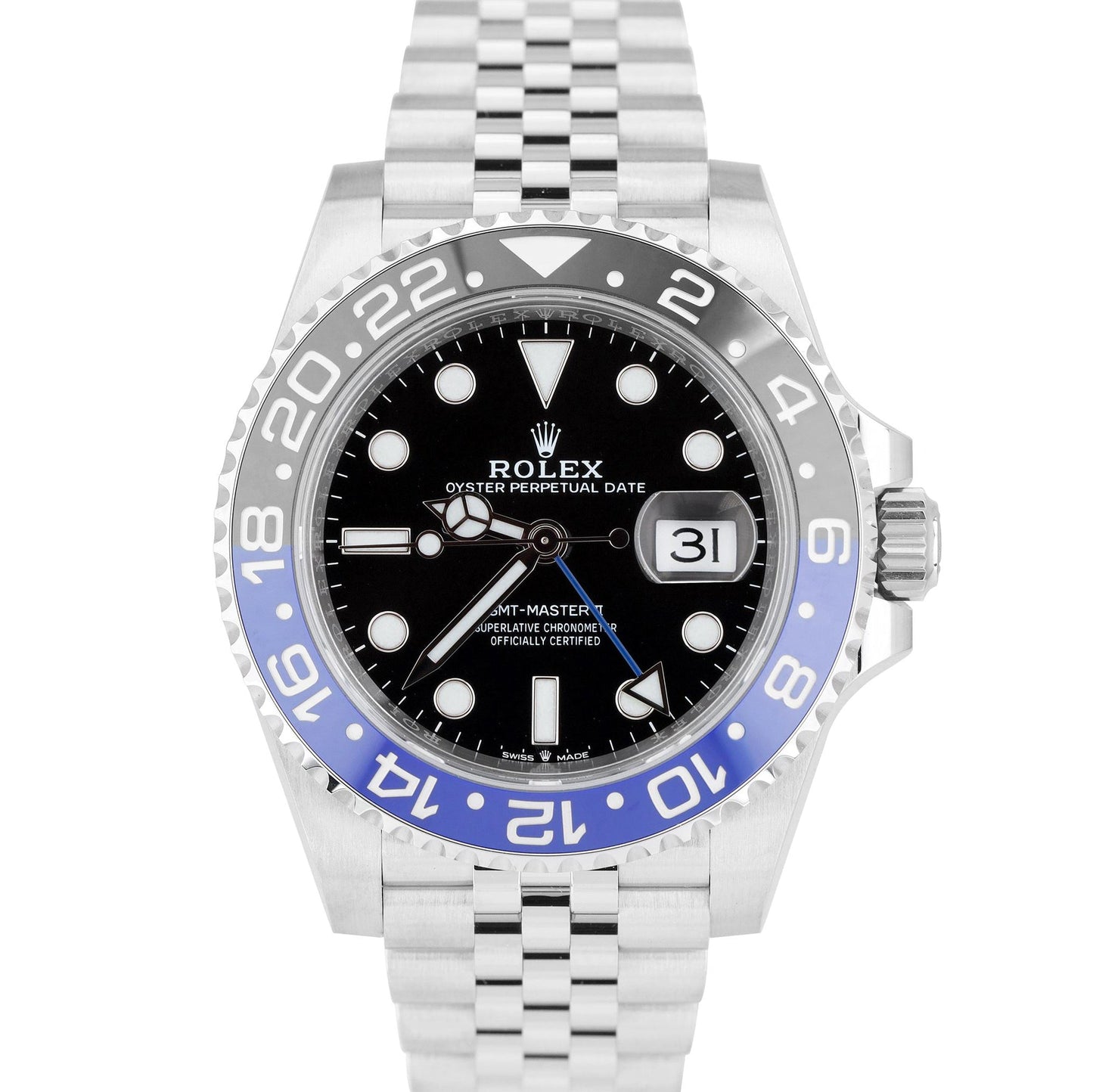 NEW UNWORN PAPERS Rolex GMT-Master II Batman Jubilee 126710 BLNR 40mm Watch BOX