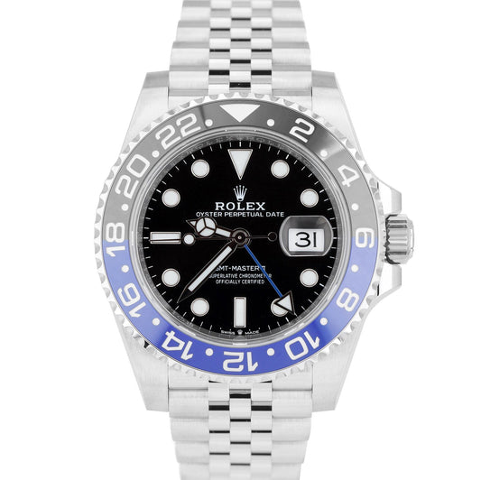 NEW UNWORN PAPERS Rolex GMT-Master II Batman Jubilee 126710 BLNR 40mm Watch BOX