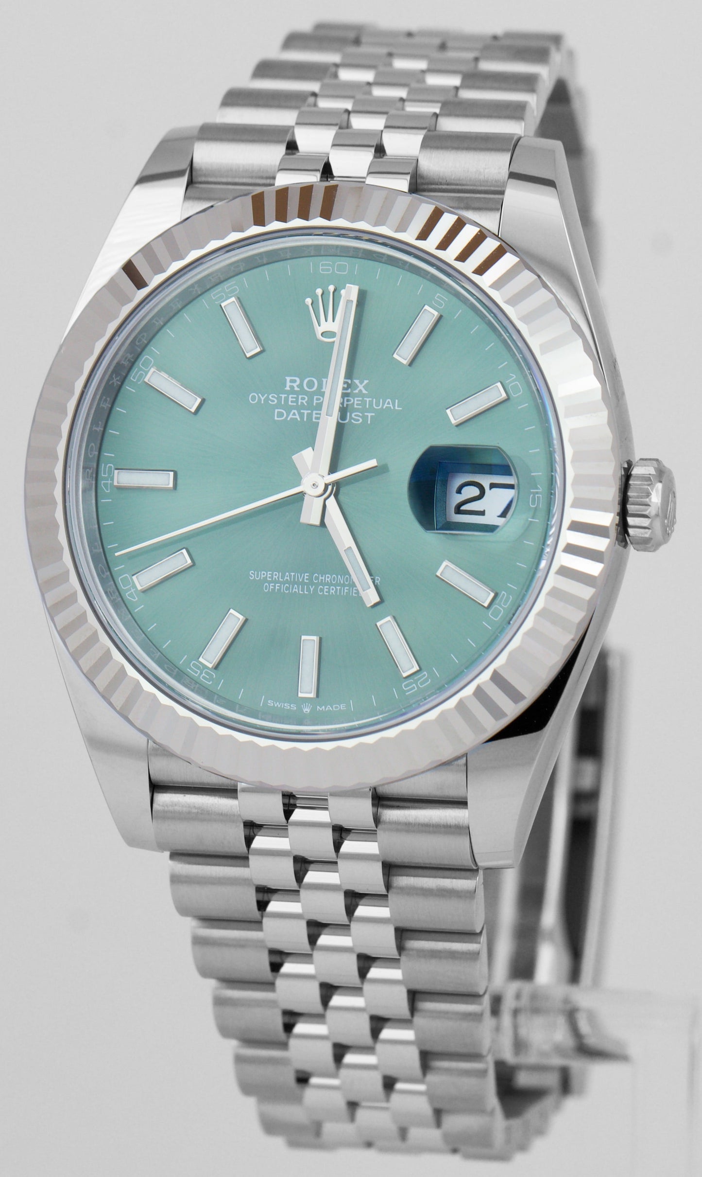 NEW DEC 2022 Rolex DateJust 41 Mint Green Stainless Steel 41mm Watch 126334 CARD