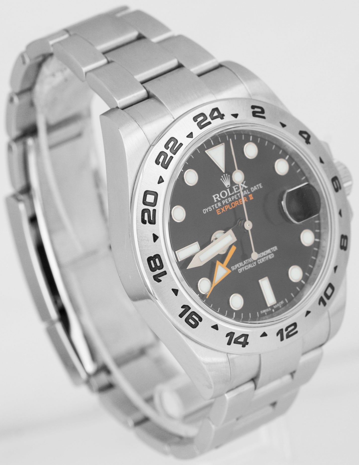 MINT OPEN CARD Rolex Explorer II Black Orange Steel GMT Date 42mm Watch 216570