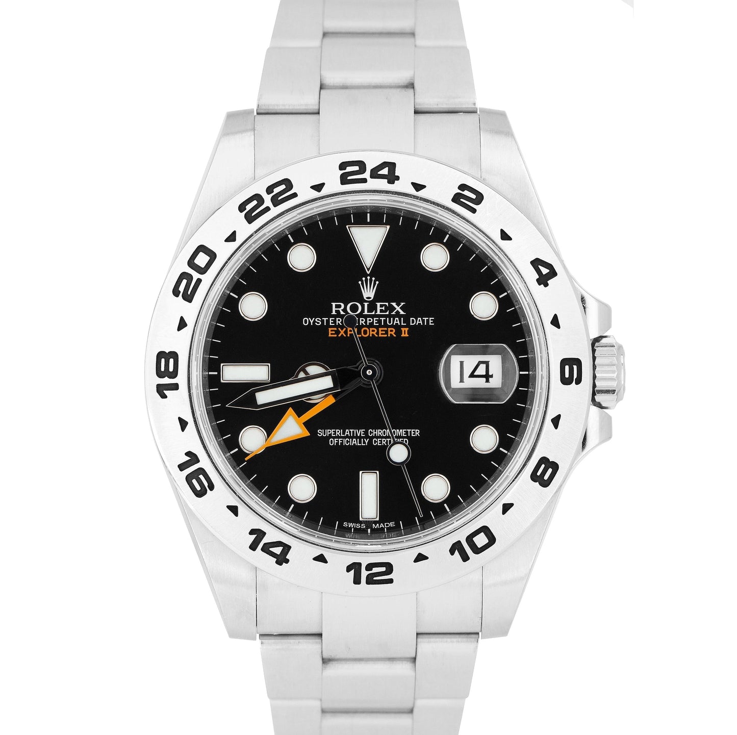 MINT OPEN CARD Rolex Explorer II Black Orange Steel GMT Date 42mm Watch 216570