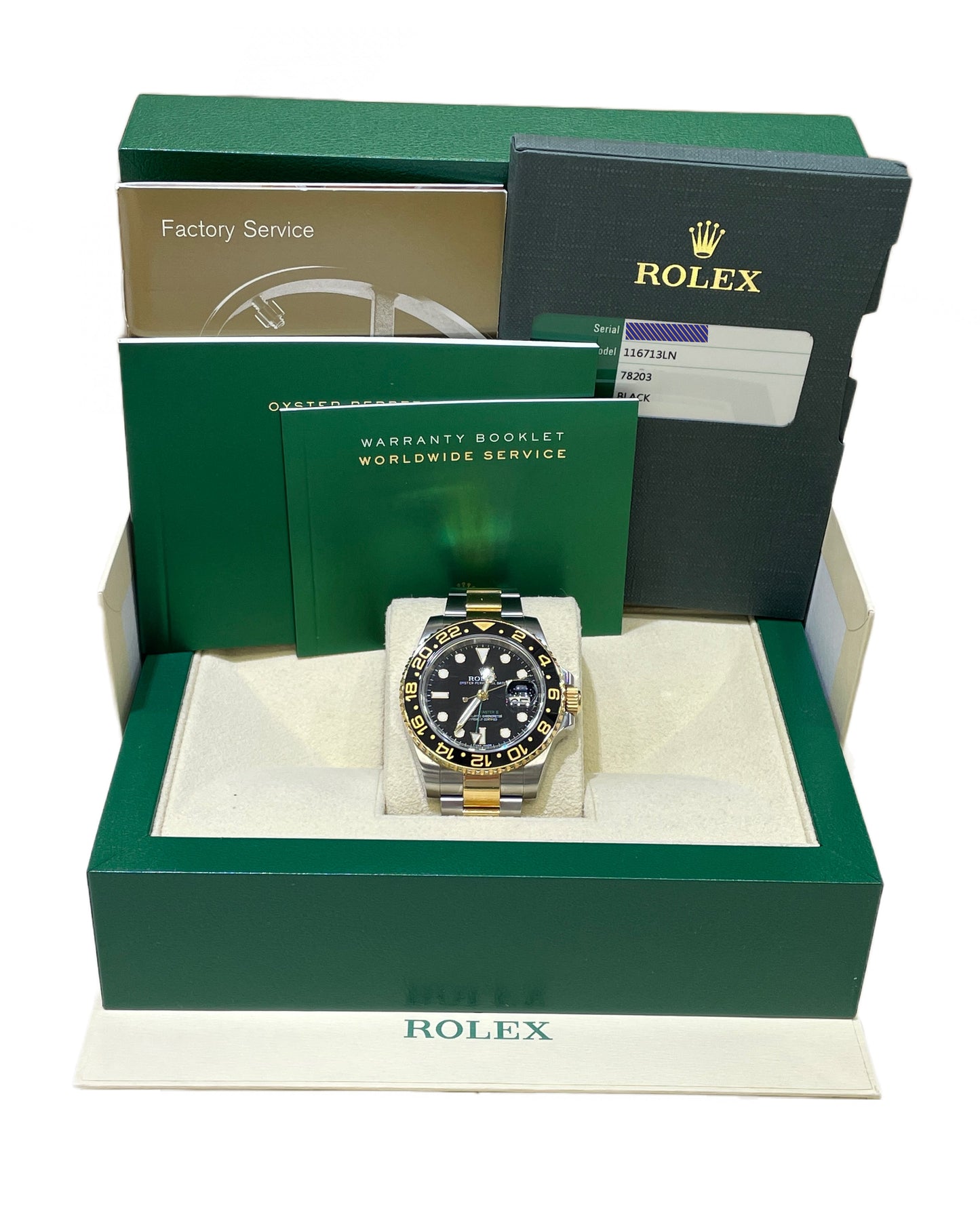 2016 Rolex GMT-Master II Ceramic Black Two-Tone 18K Gold 40mm Watch 116713 B&P