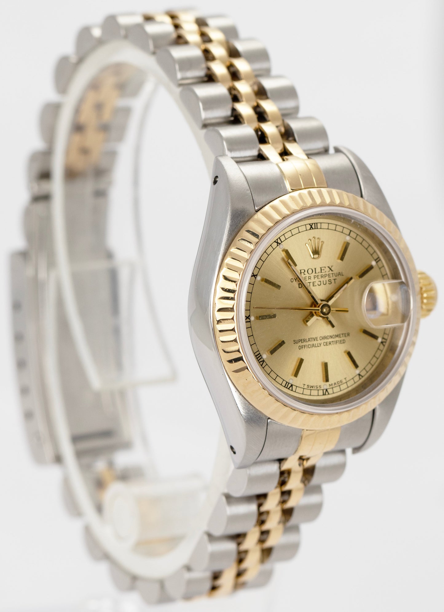 1993 Ladies Rolex DateJust 26mm Champagne Two-Tone Gold Watch 69173 PAPERS