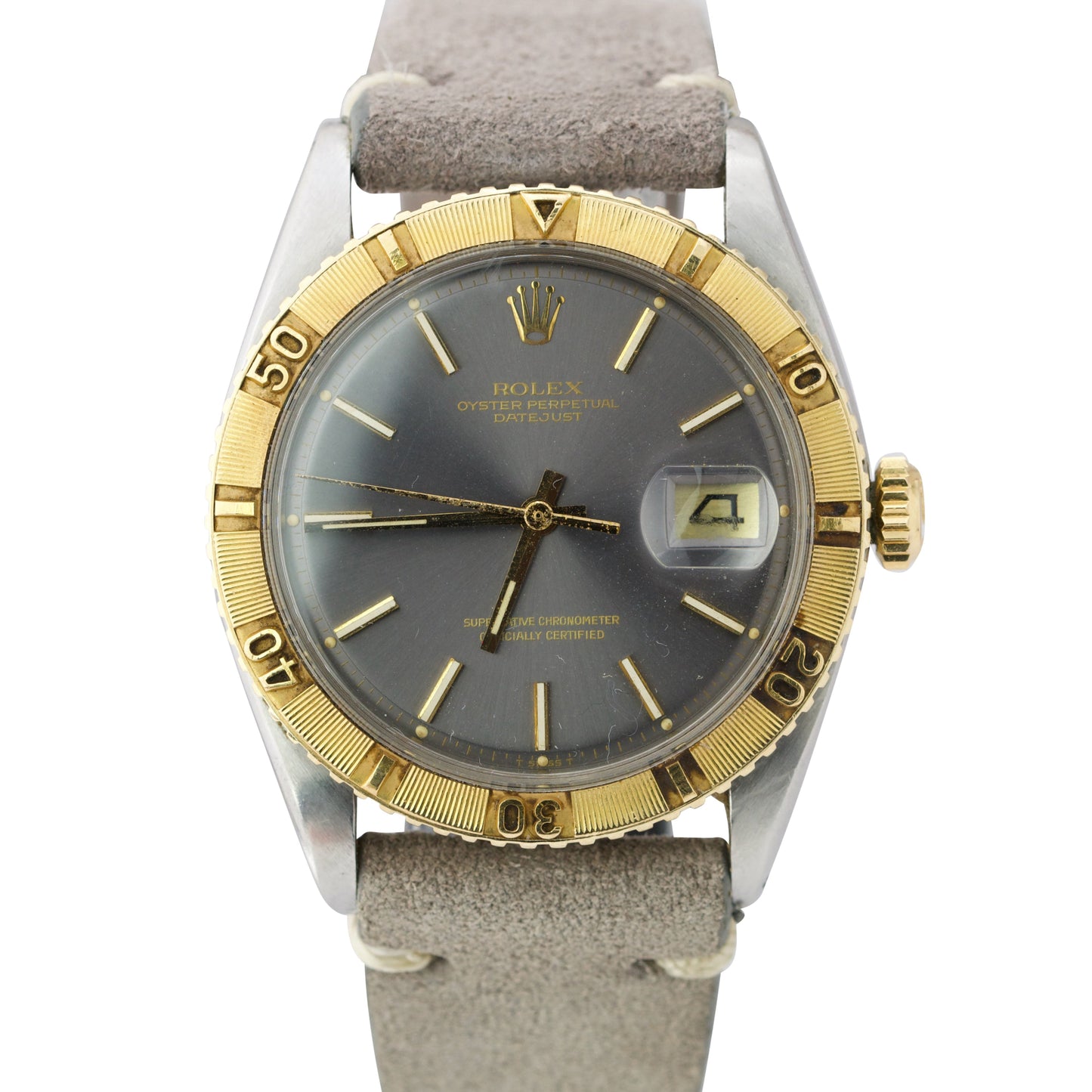 1979 Rolex DateJust THUNDERBIRD 1625 GRAY Two-Tone 36mm Gold Steel Watch