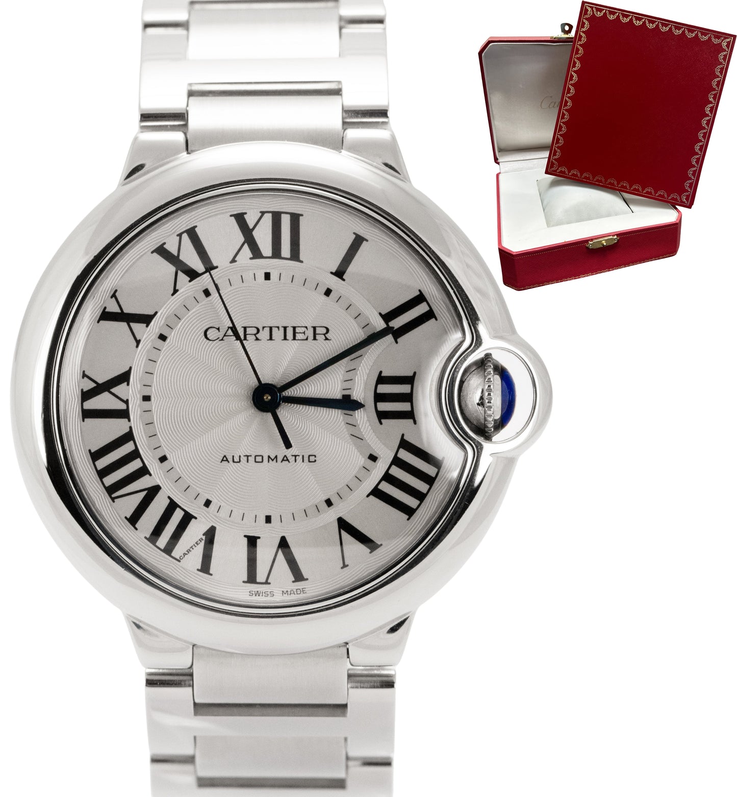 Ladies Cartier Ballon Bleu White Stainless Steel Automatic 36mm 3284 Watch PAPER